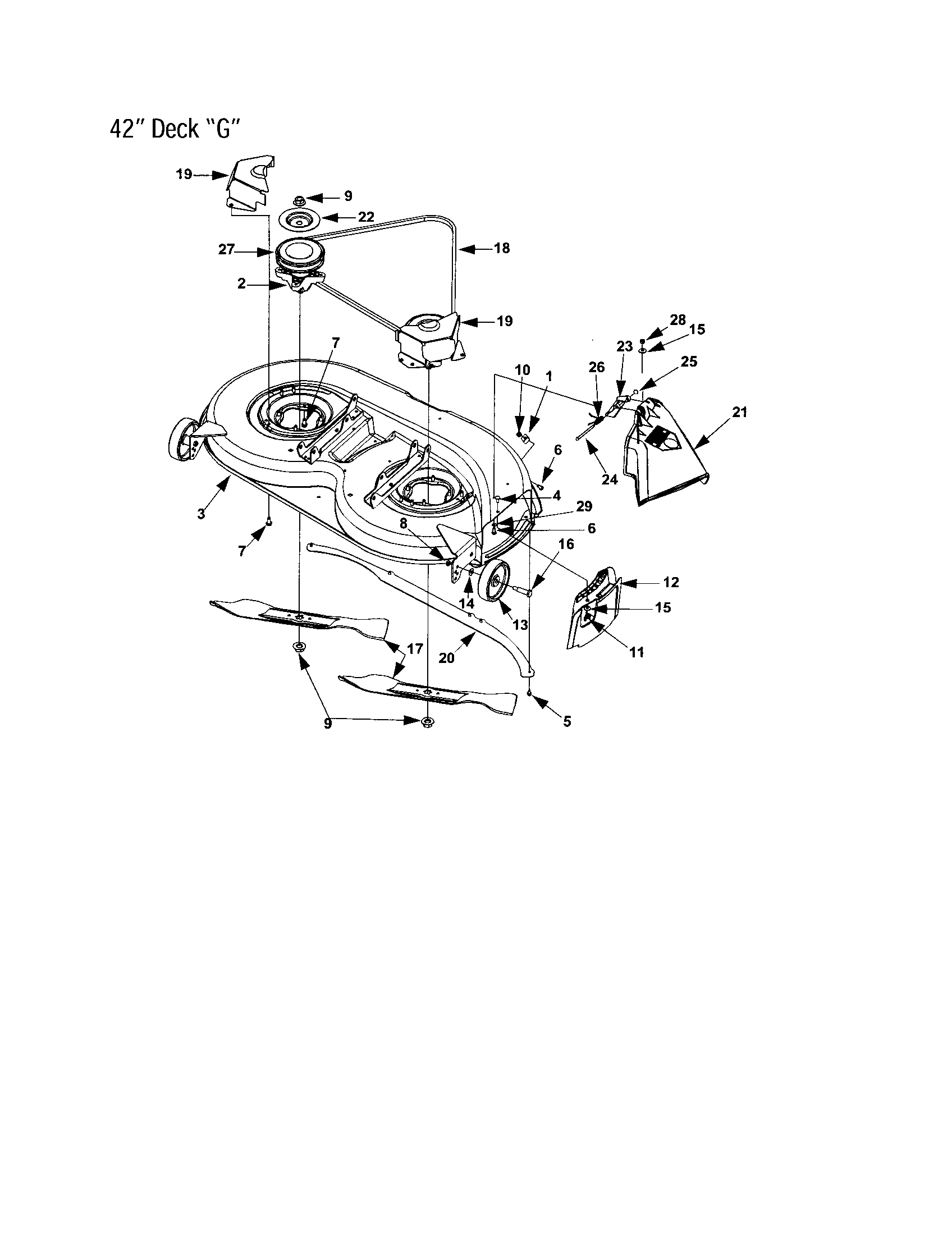 MTD 660 THRU 679 42" deck "g" diagram
