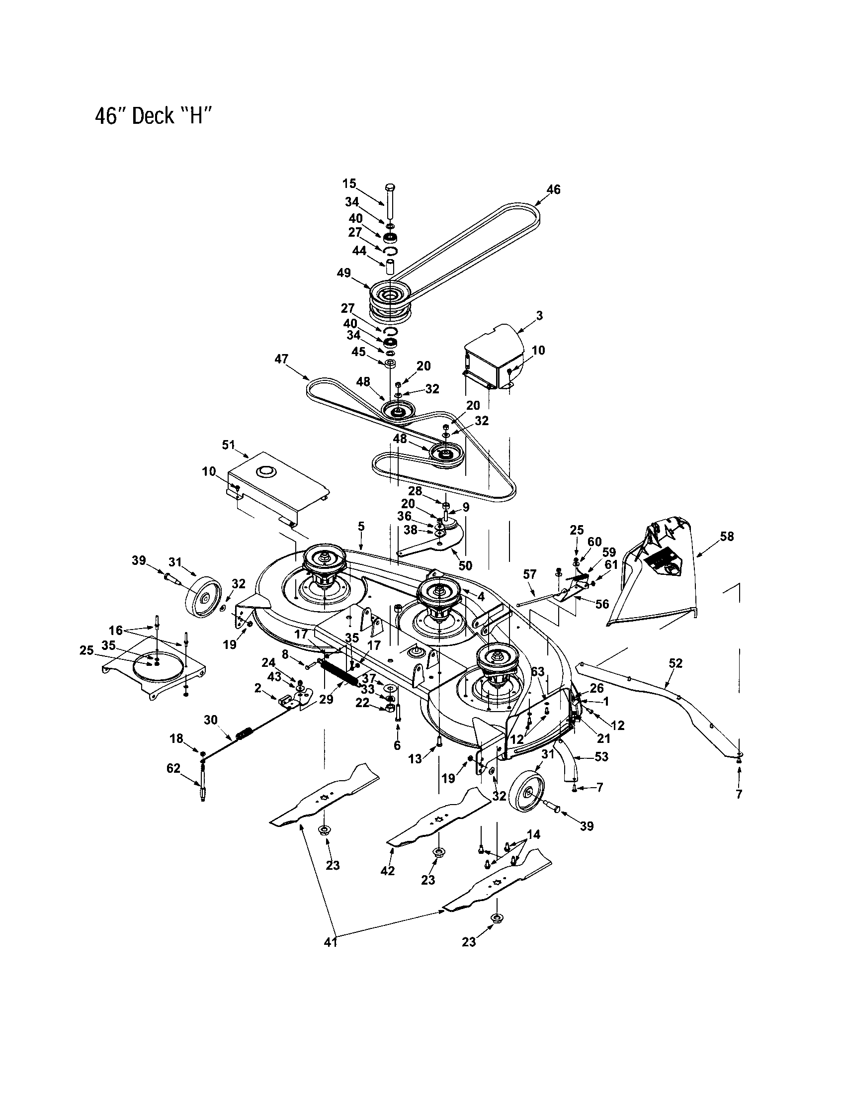 MTD 660 THRU 679 46" deck "h" diagram
