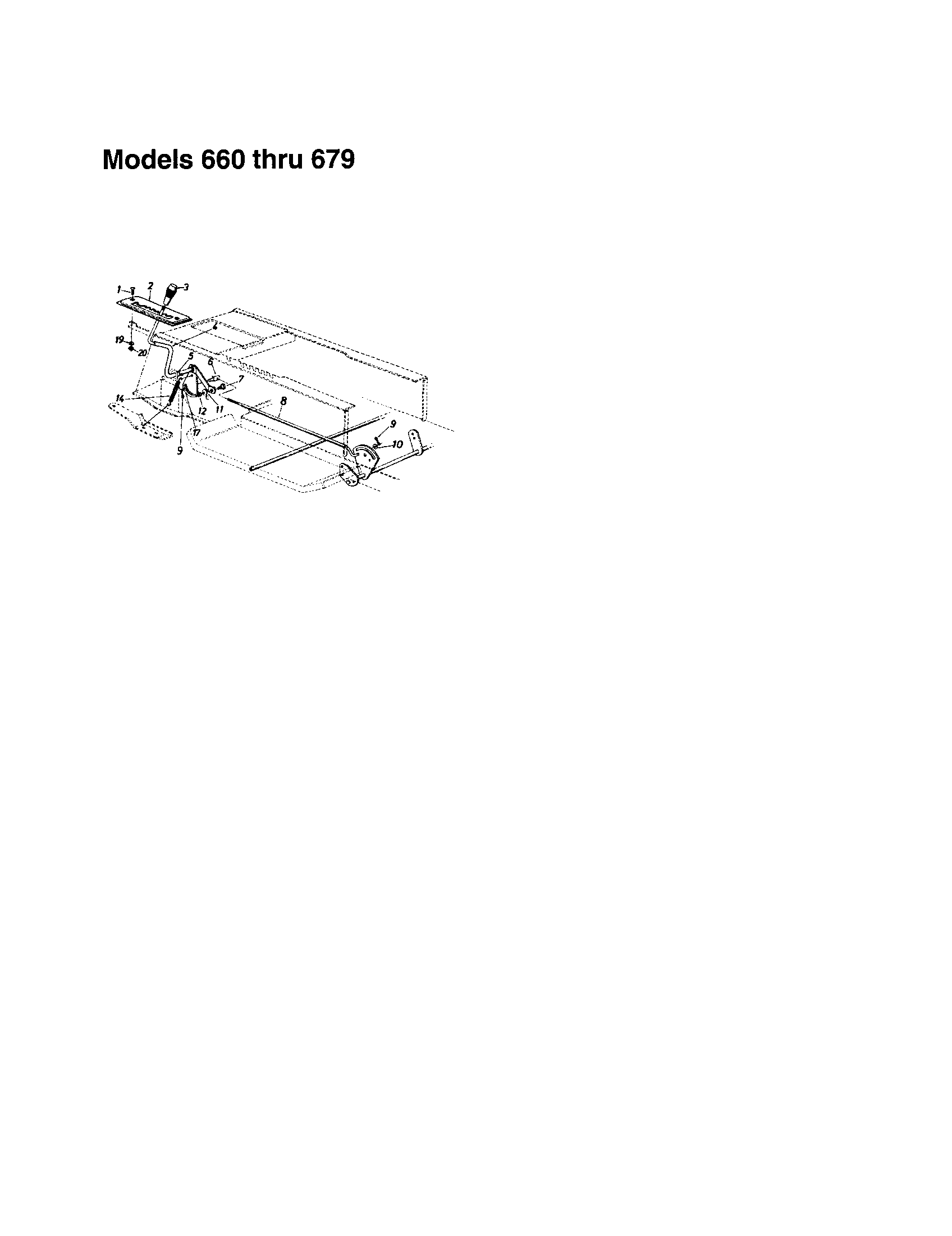 MTD 660 THRU 679 7-speed plate/shift knob diagram