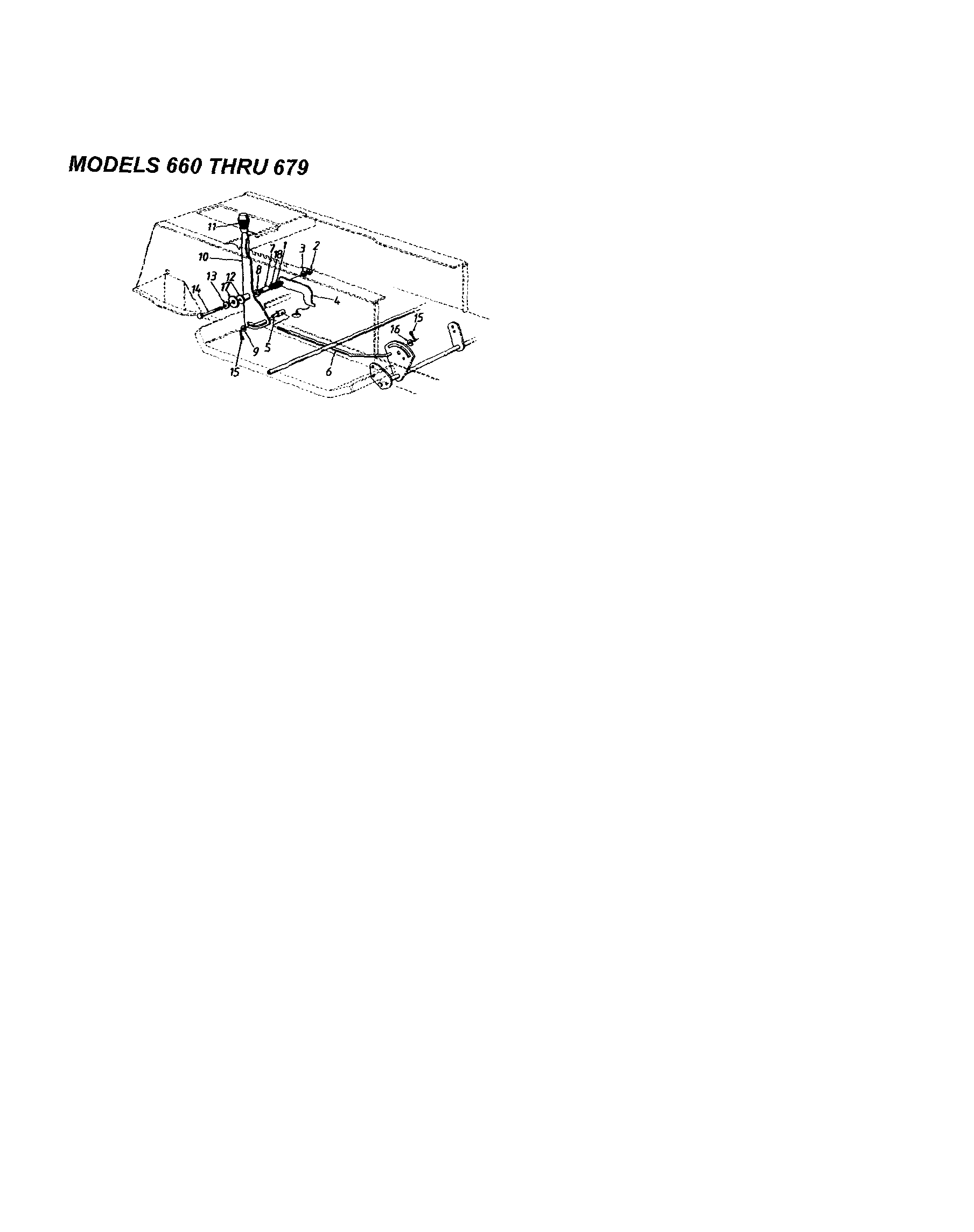MTD 660 THRU 679 shift lever support diagram