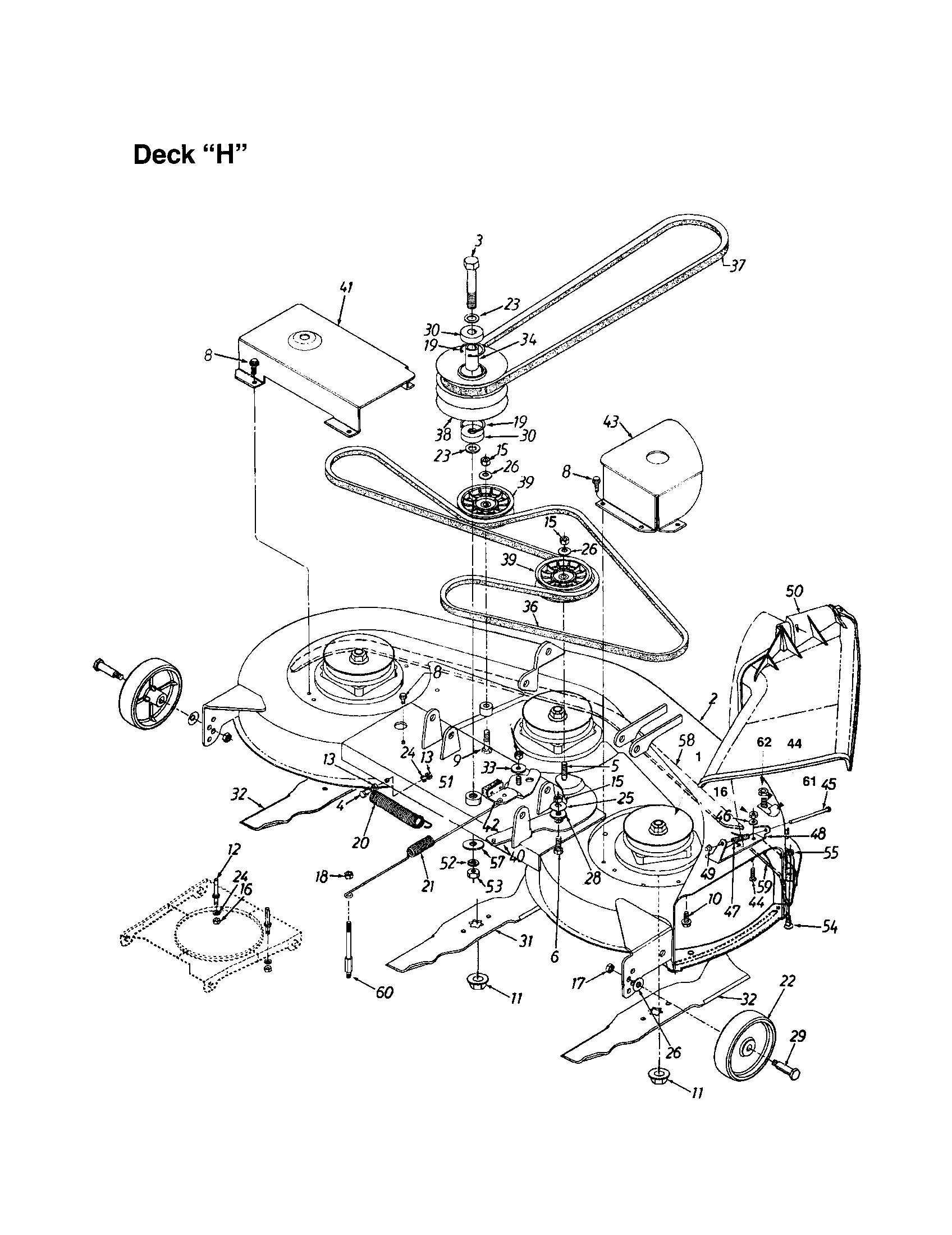 MTD 660 THRU 679 46" deck "h" diagram