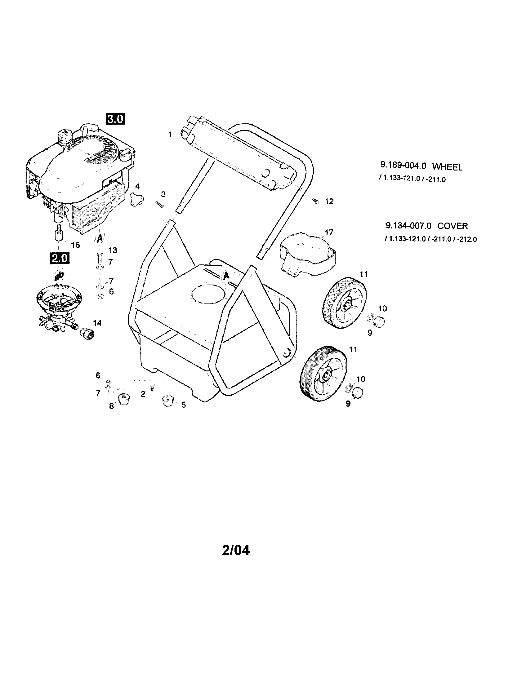 Karcher K2200G 1.0 piece parts/wheel/cover diagram