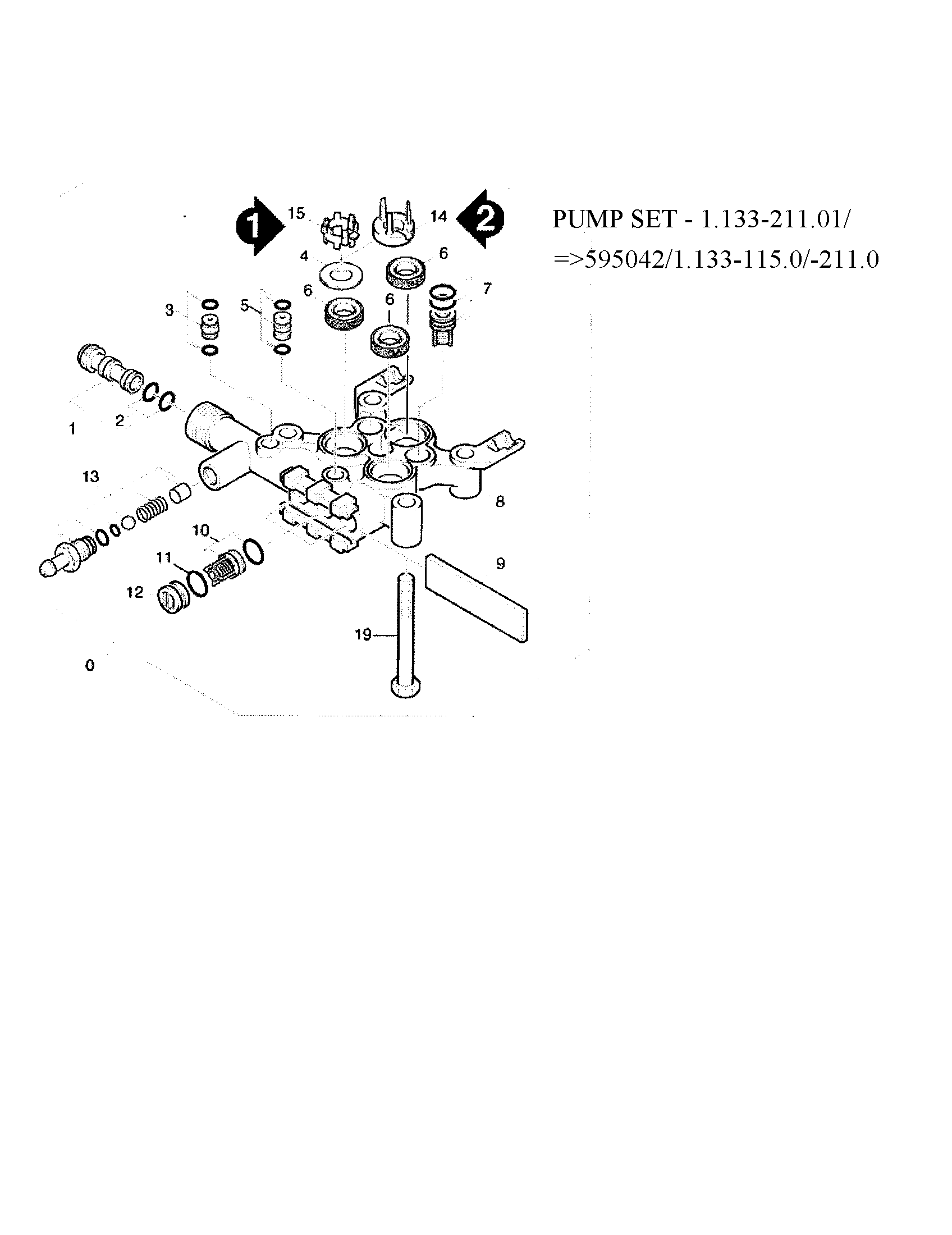 Karcher K2200G 2.5 cylinder head/pump set diagram