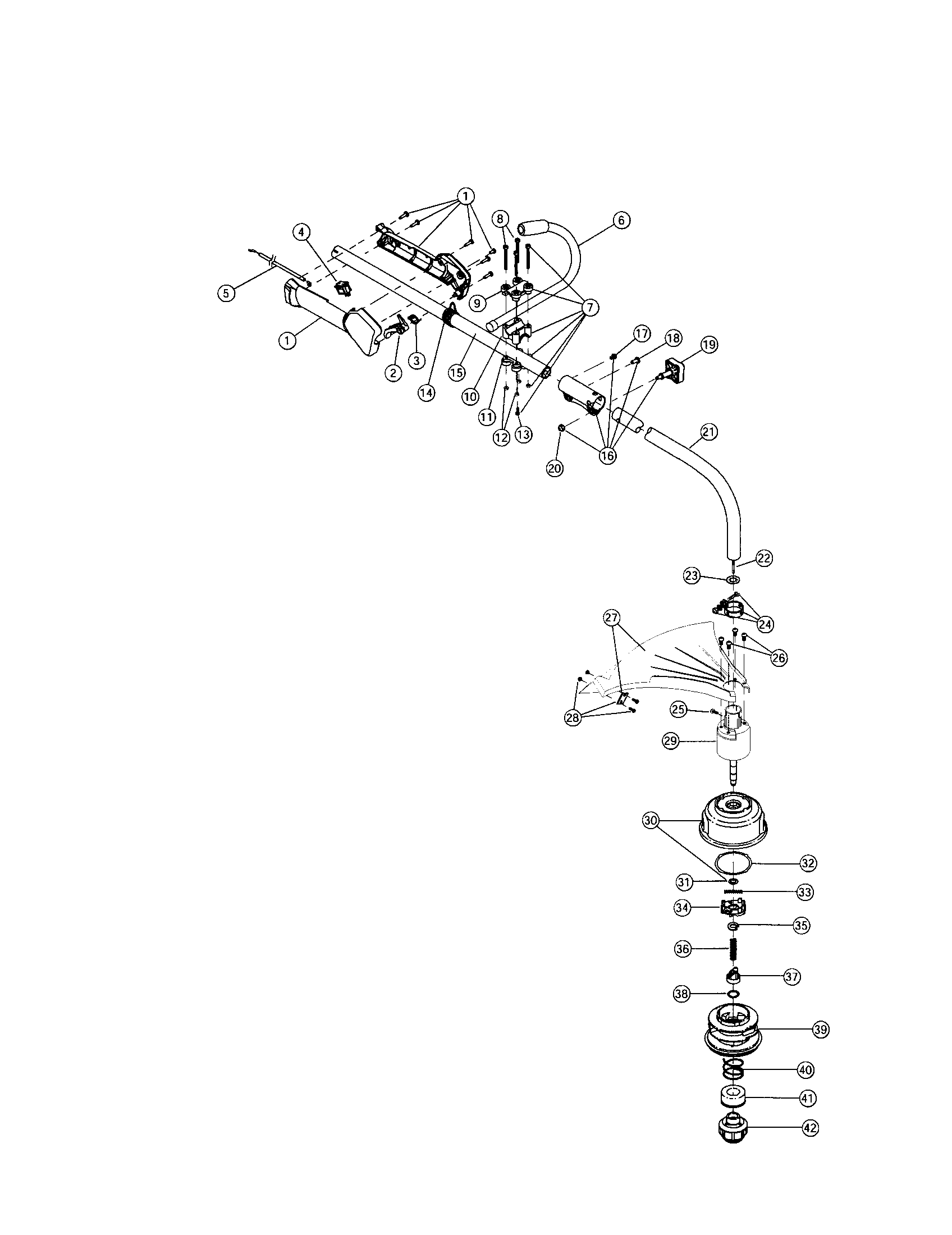 Troybilt 41ADT42C063 boom and trimmer diagram