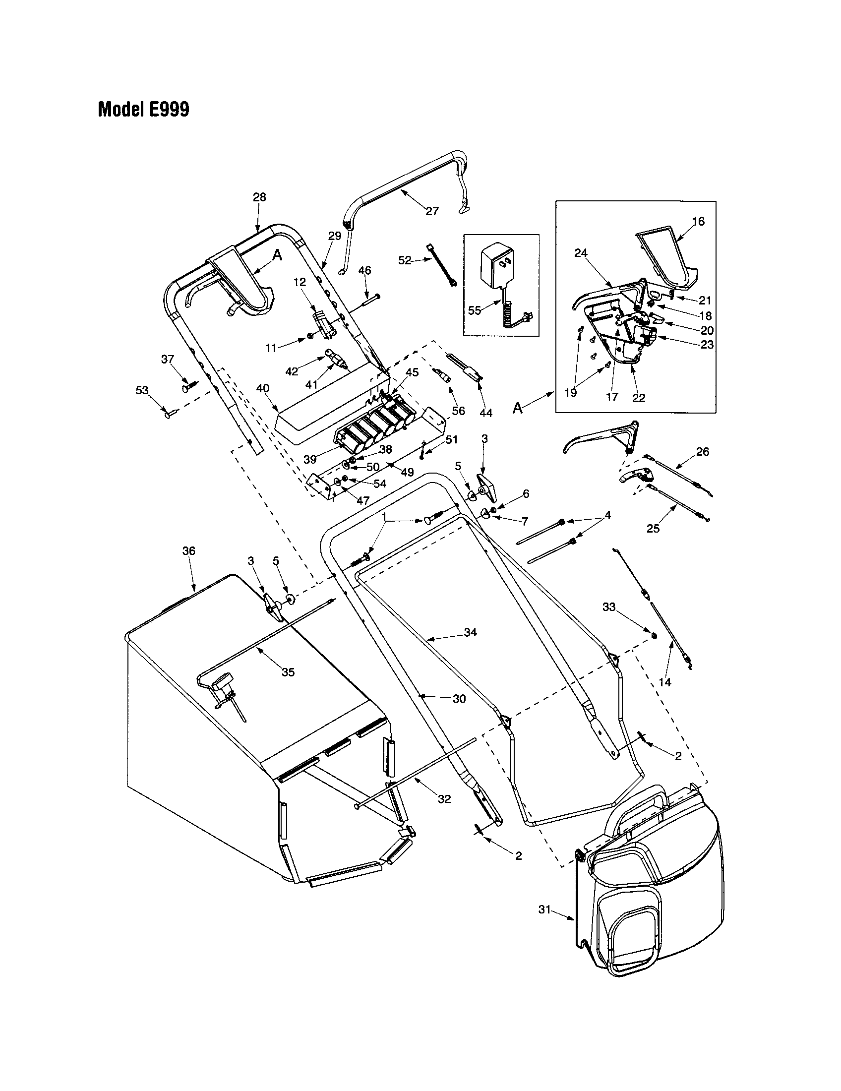 Troybilt 12A-999K063 bag frme - e999 diagram