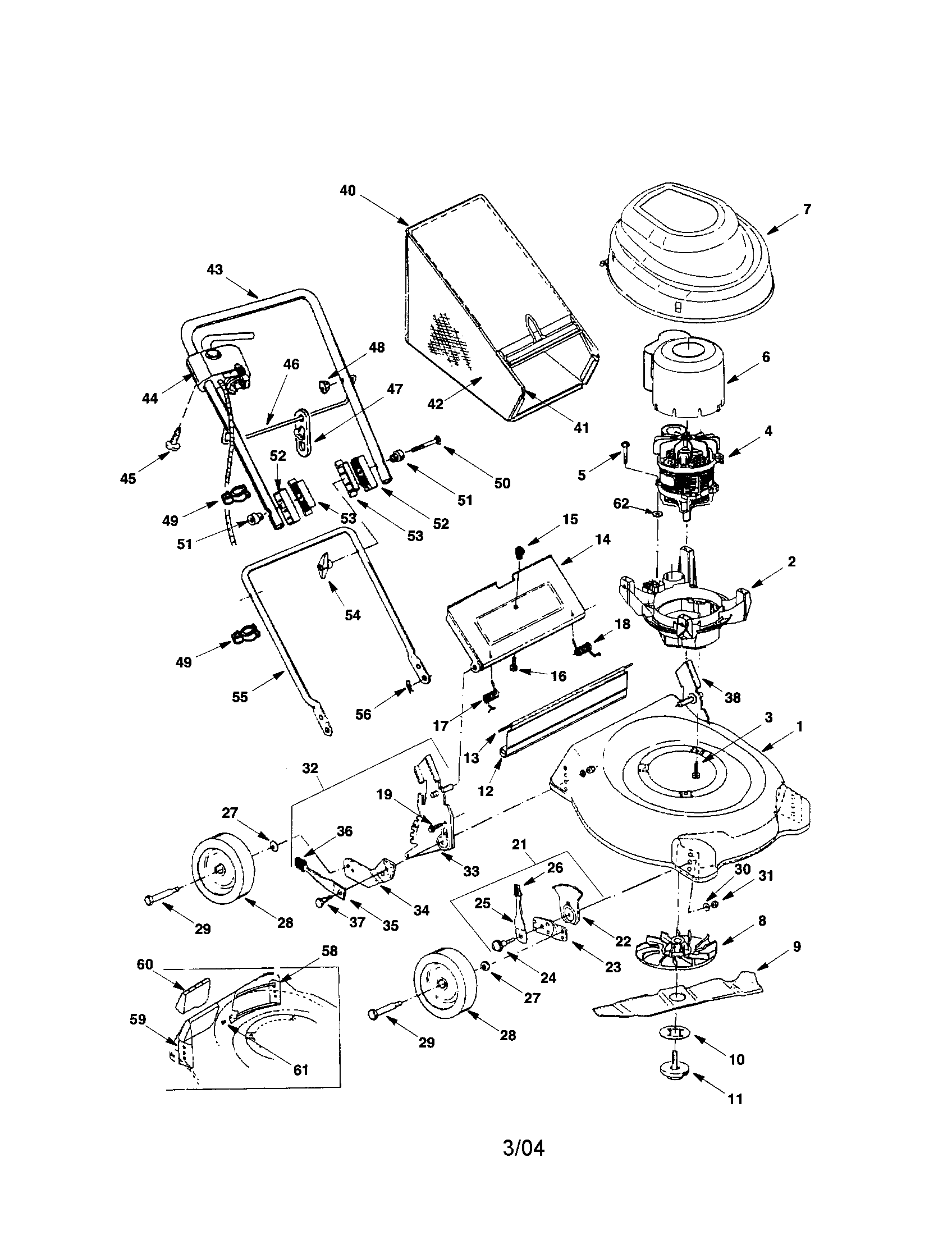 MTD 407 rear bagger electric mower diagram