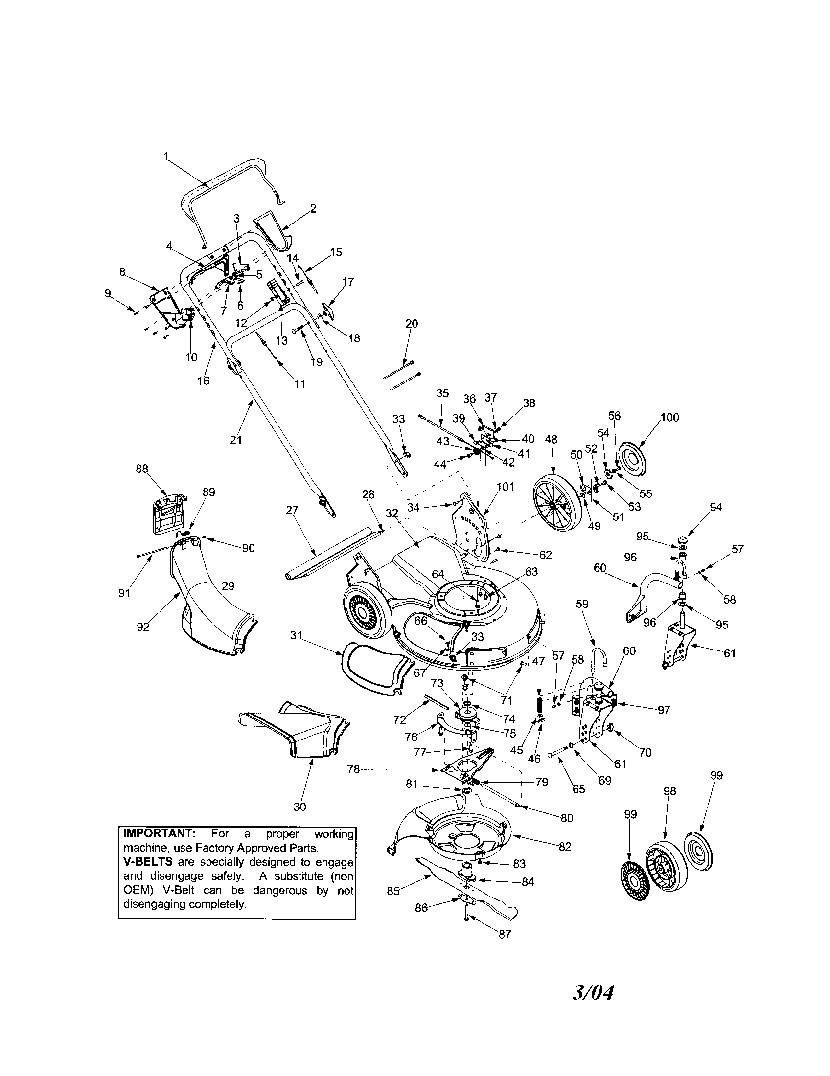 Cub Cadet 12A997A100 deck/handle/chute diagram