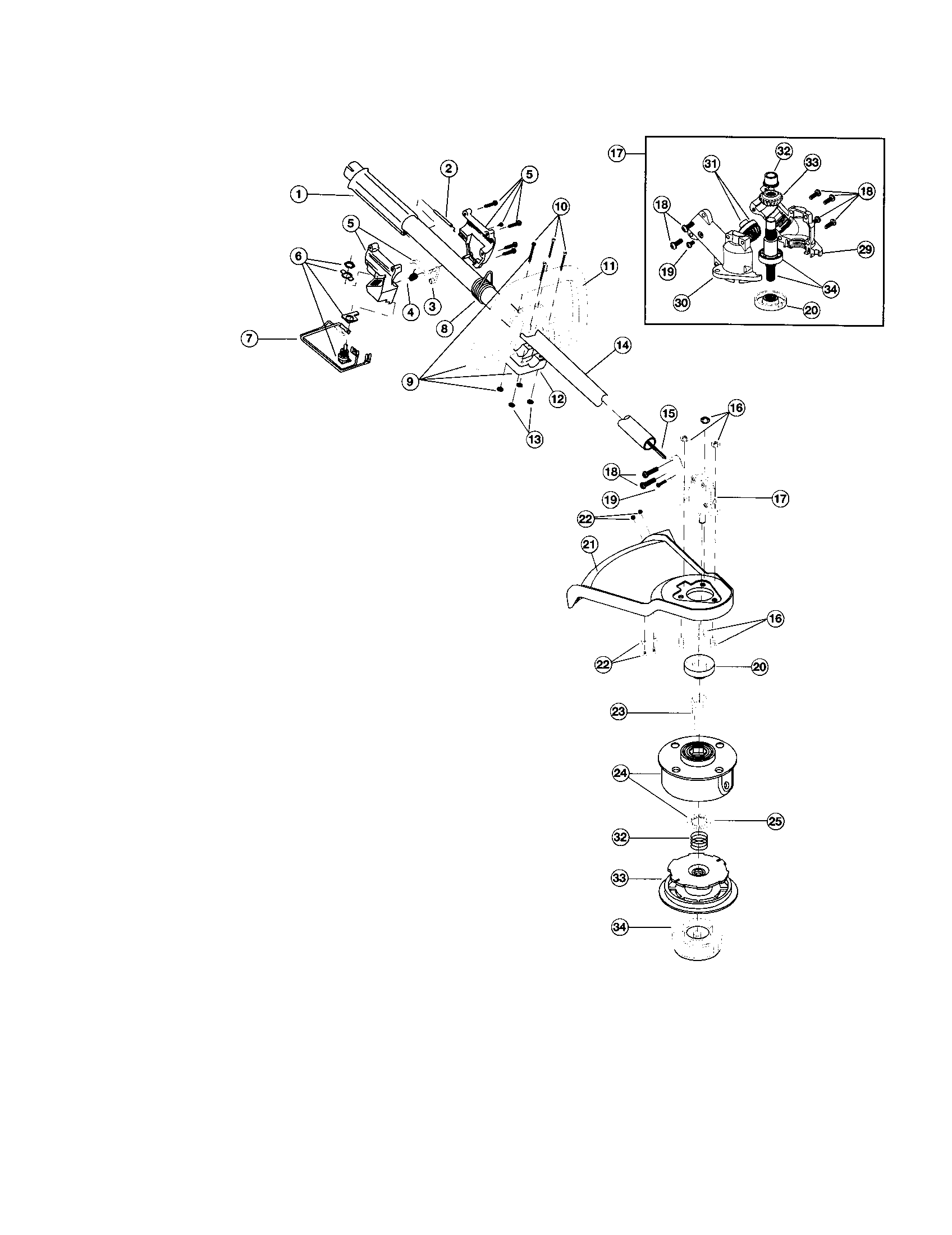 Troybilt 41ADTB3G063 boom and trimmer diagram