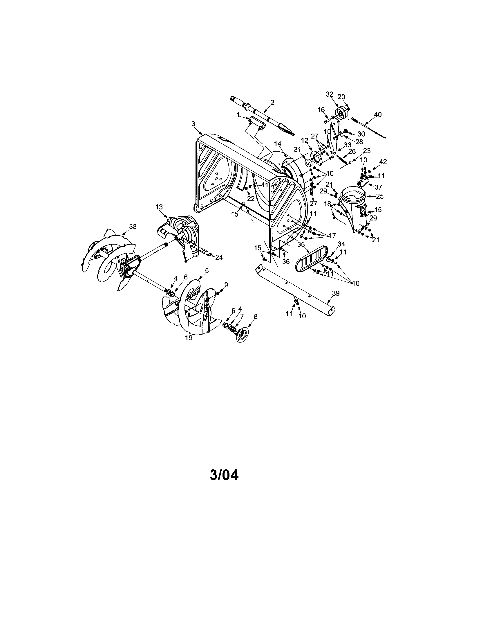 Troybilt 31AS6R72063 housing/chute/auger diagram