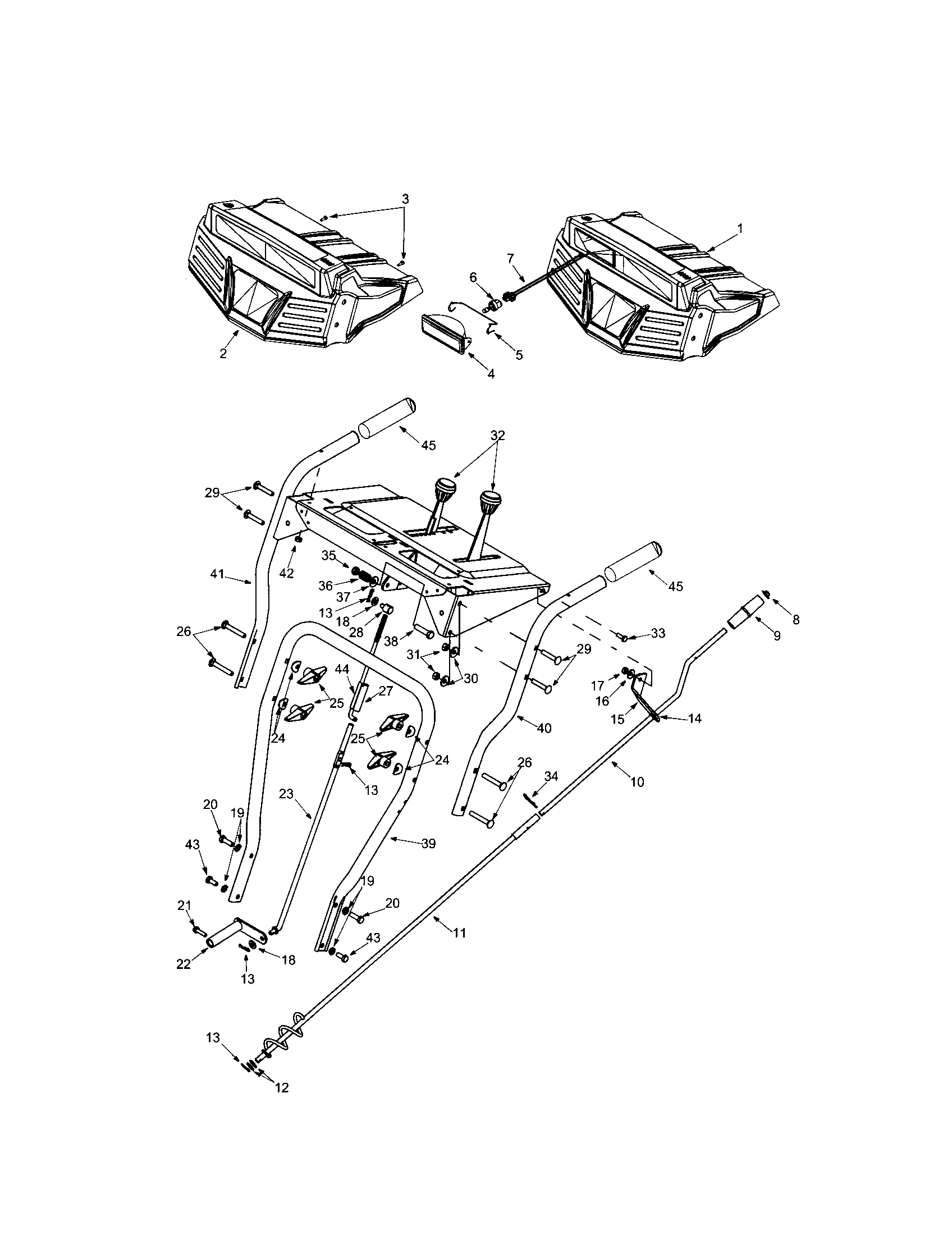 Troybilt 31AS6R72063 handle panel/shift arm diagram