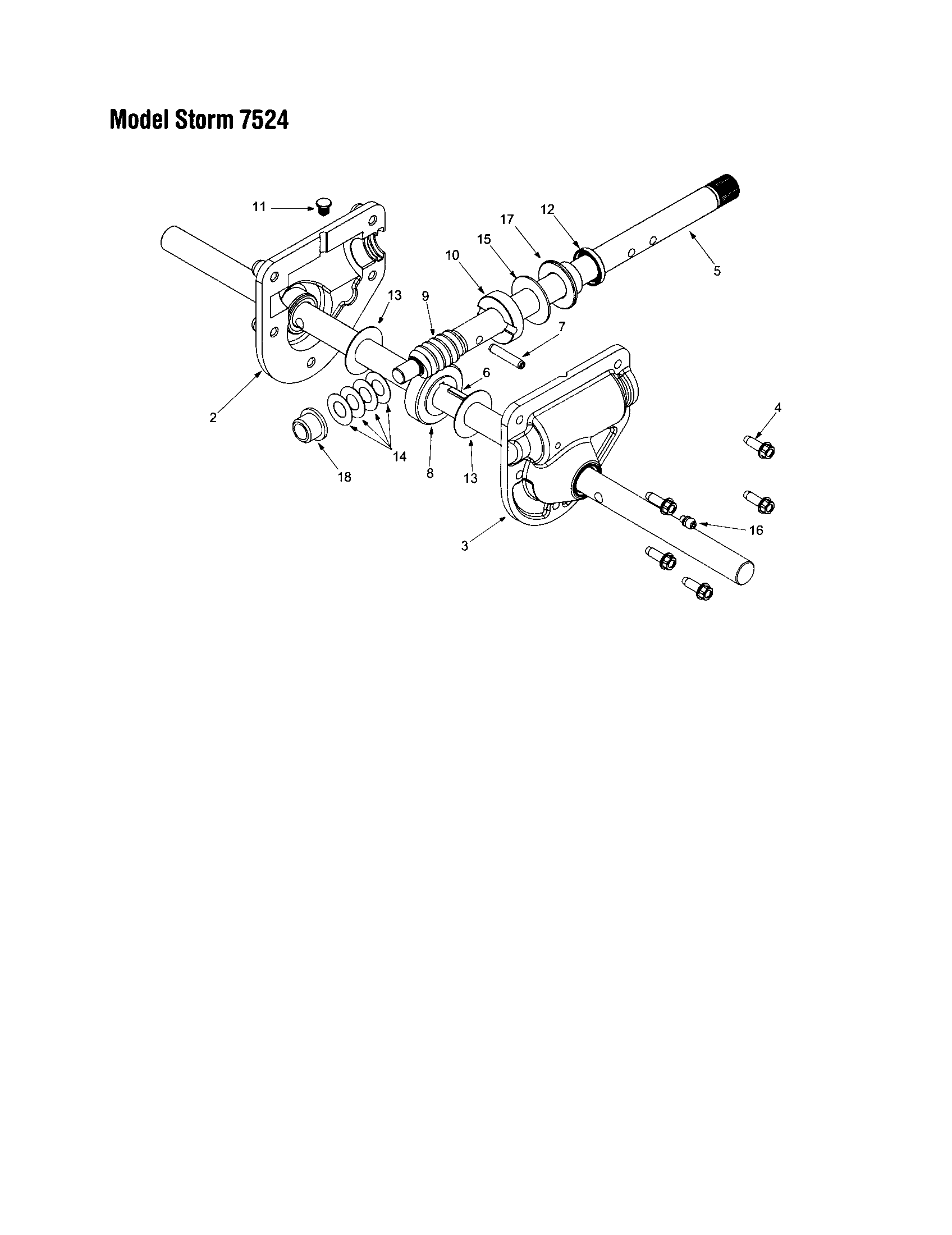 Troybilt 31AS6R72063 auger gearbox assembly - 7524 diagram