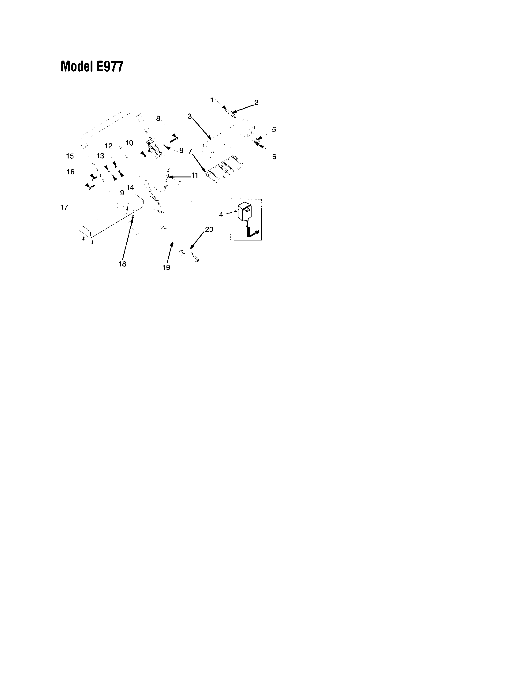 Cub Cadet 12A977A100 battery/tray/charger - e977 diagram