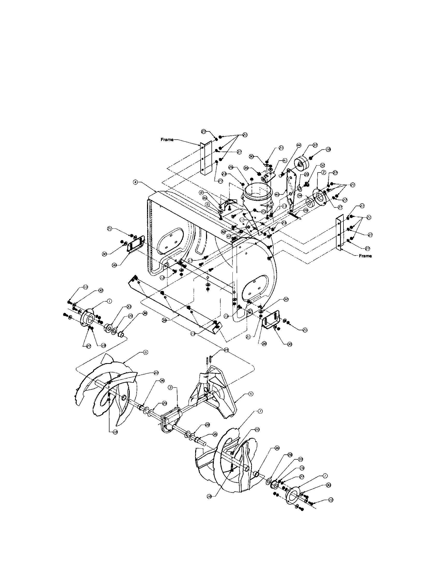 MTD E640F blower housing diagram