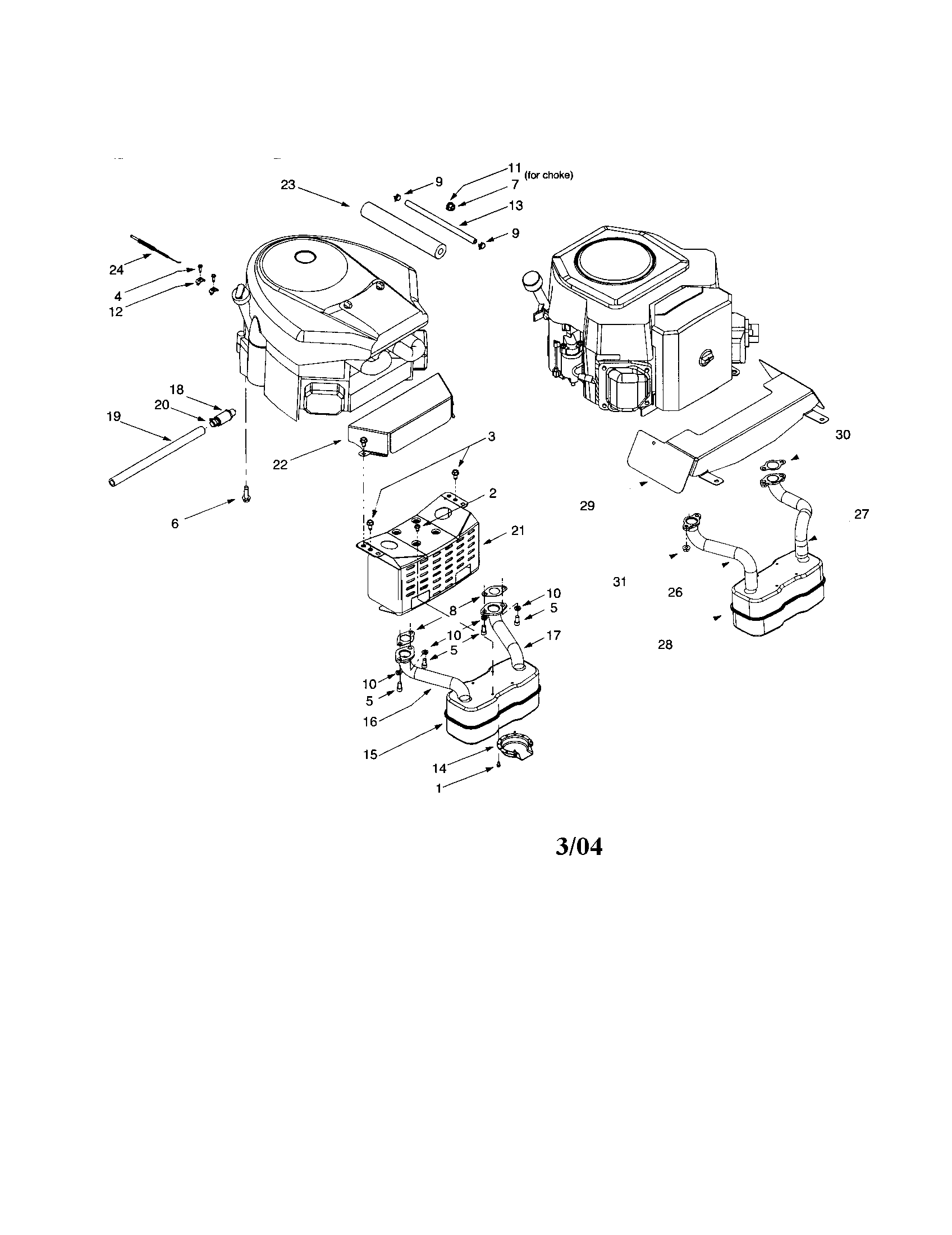 Troybilt 13AY609H063 engine and muffler diagram