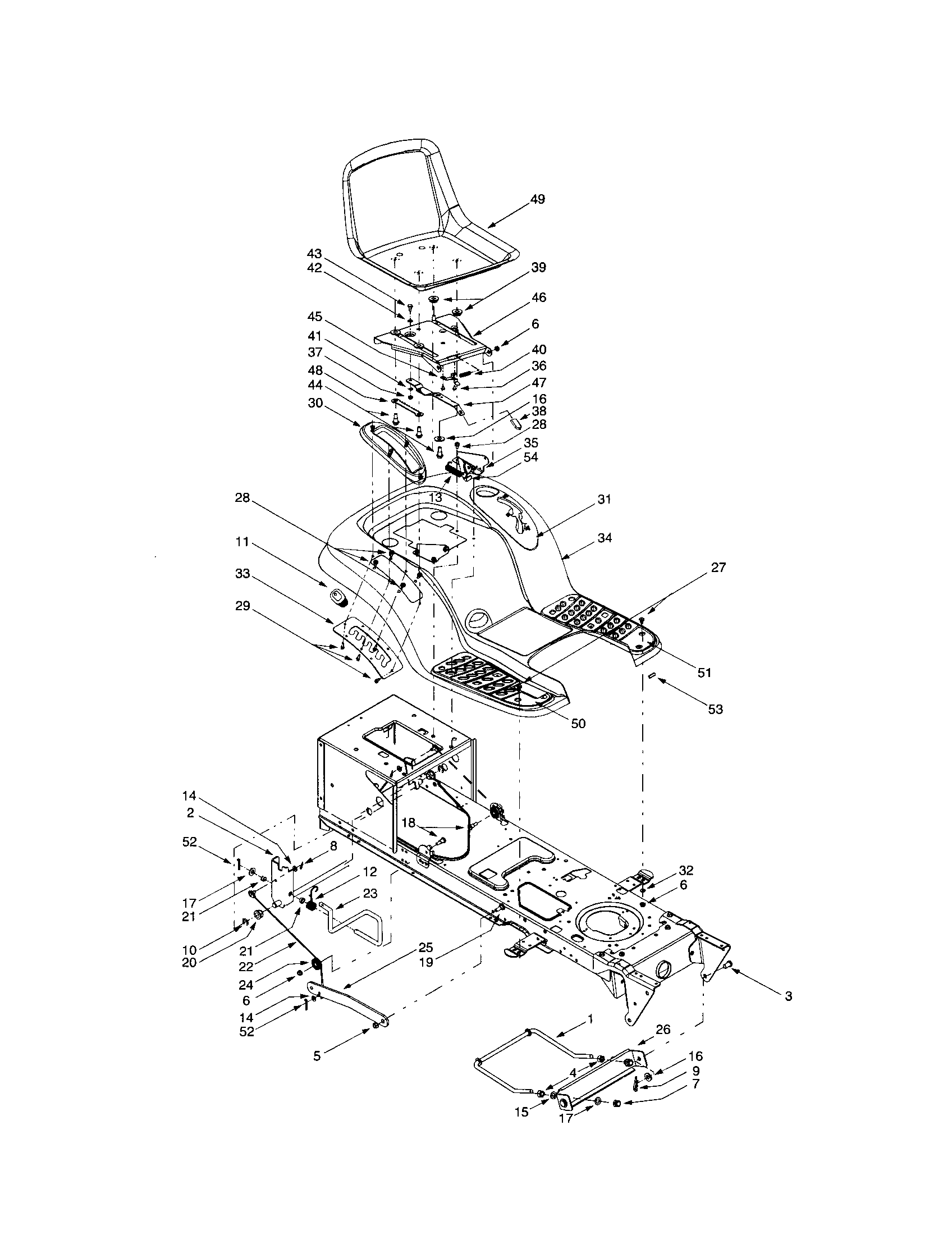 Troybilt 13AY609H063 seat section diagram