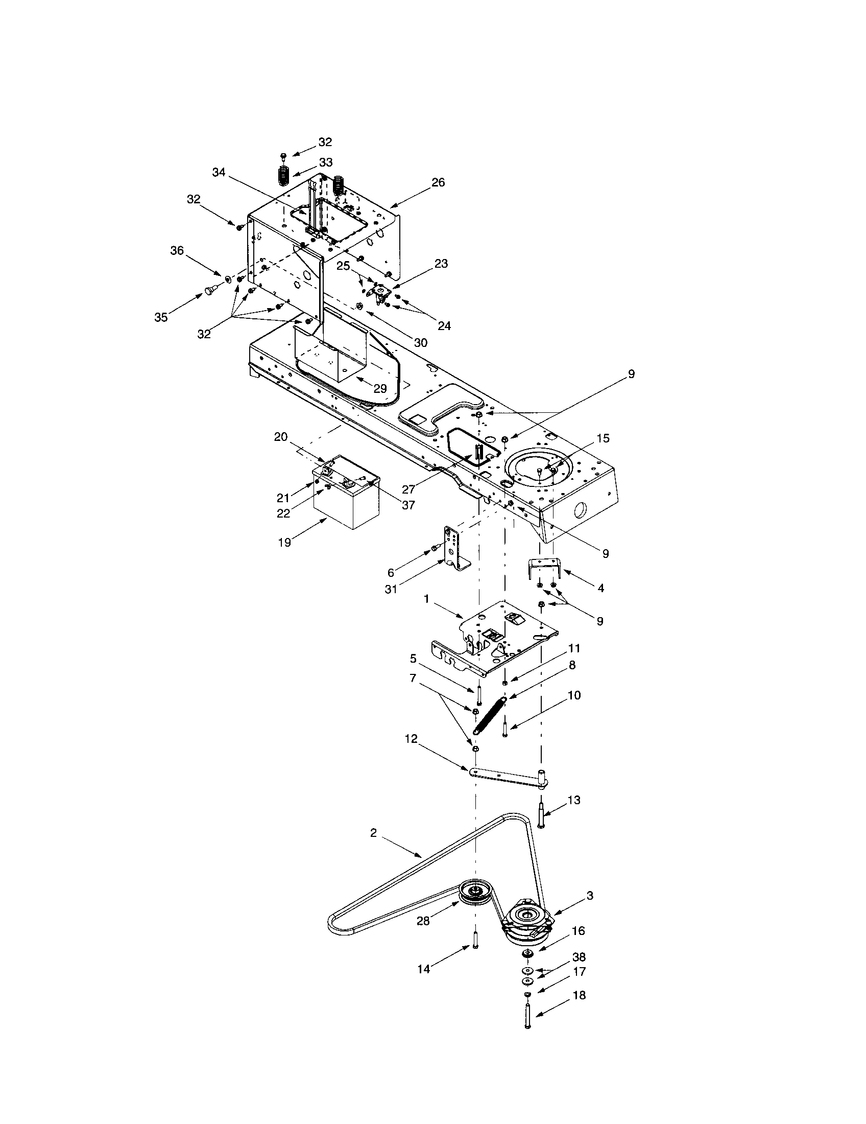 Troybilt 13AY609H063 battery and clutch diagram