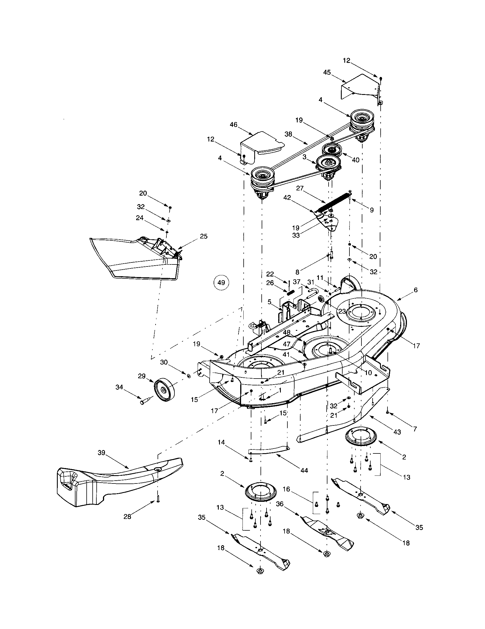 Troybilt 13AY609H063 mower deck diagram