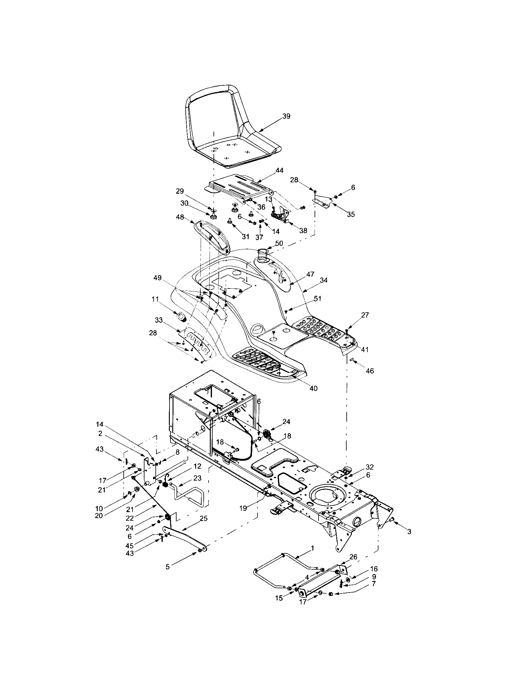Troybilt 13AJ609G766-2003 seat section diagram