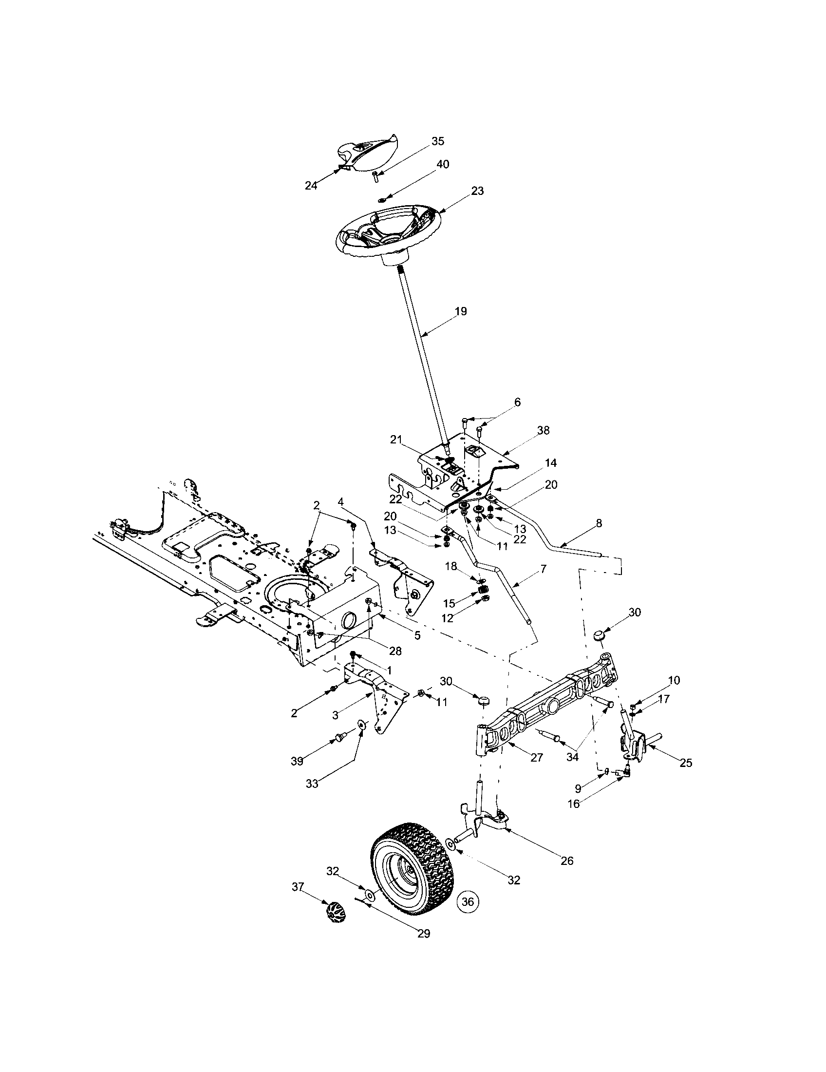 Troybilt 13AJ609G766-2003 steering section diagram