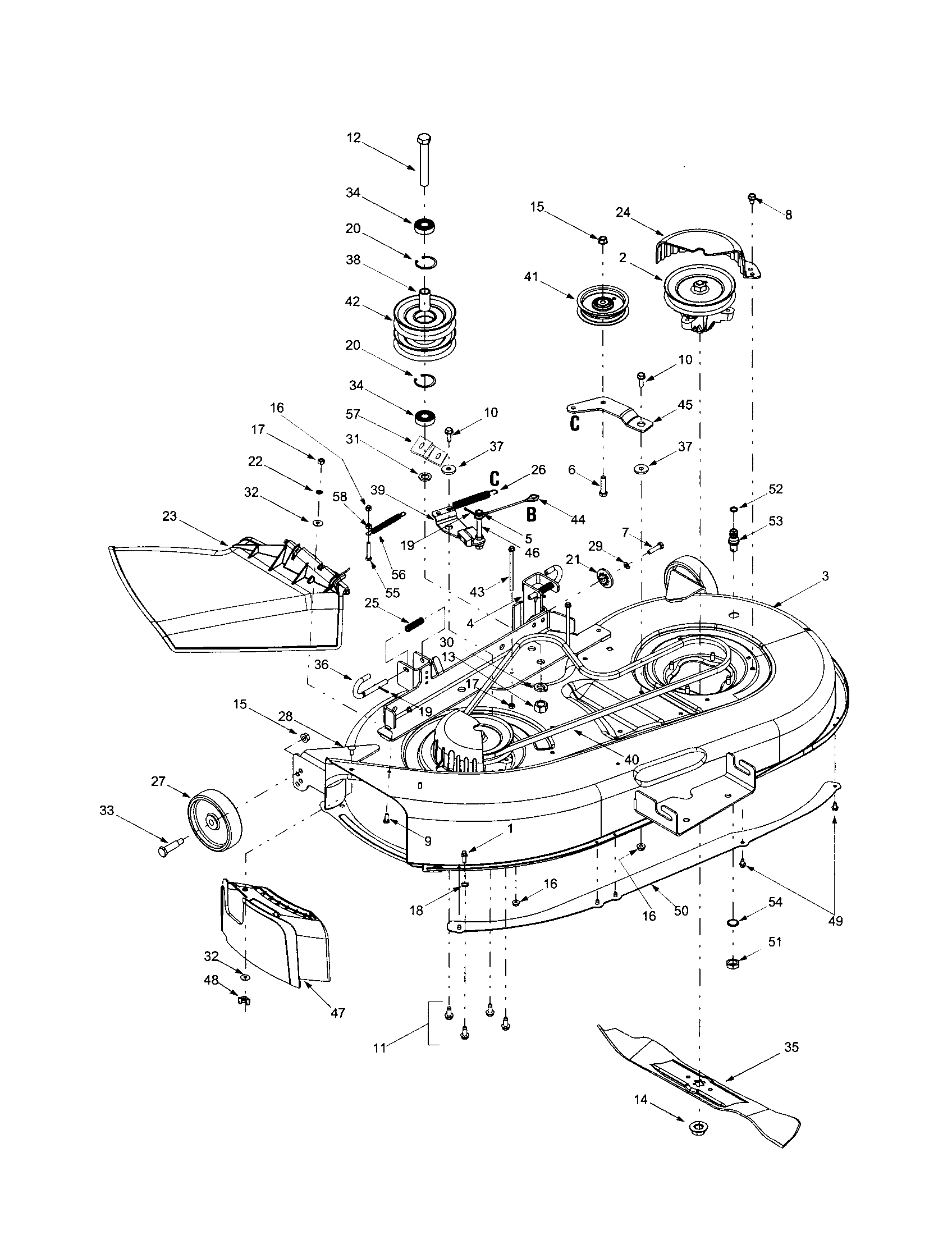Troybilt 13AJ609G766-2003 mower deck diagram