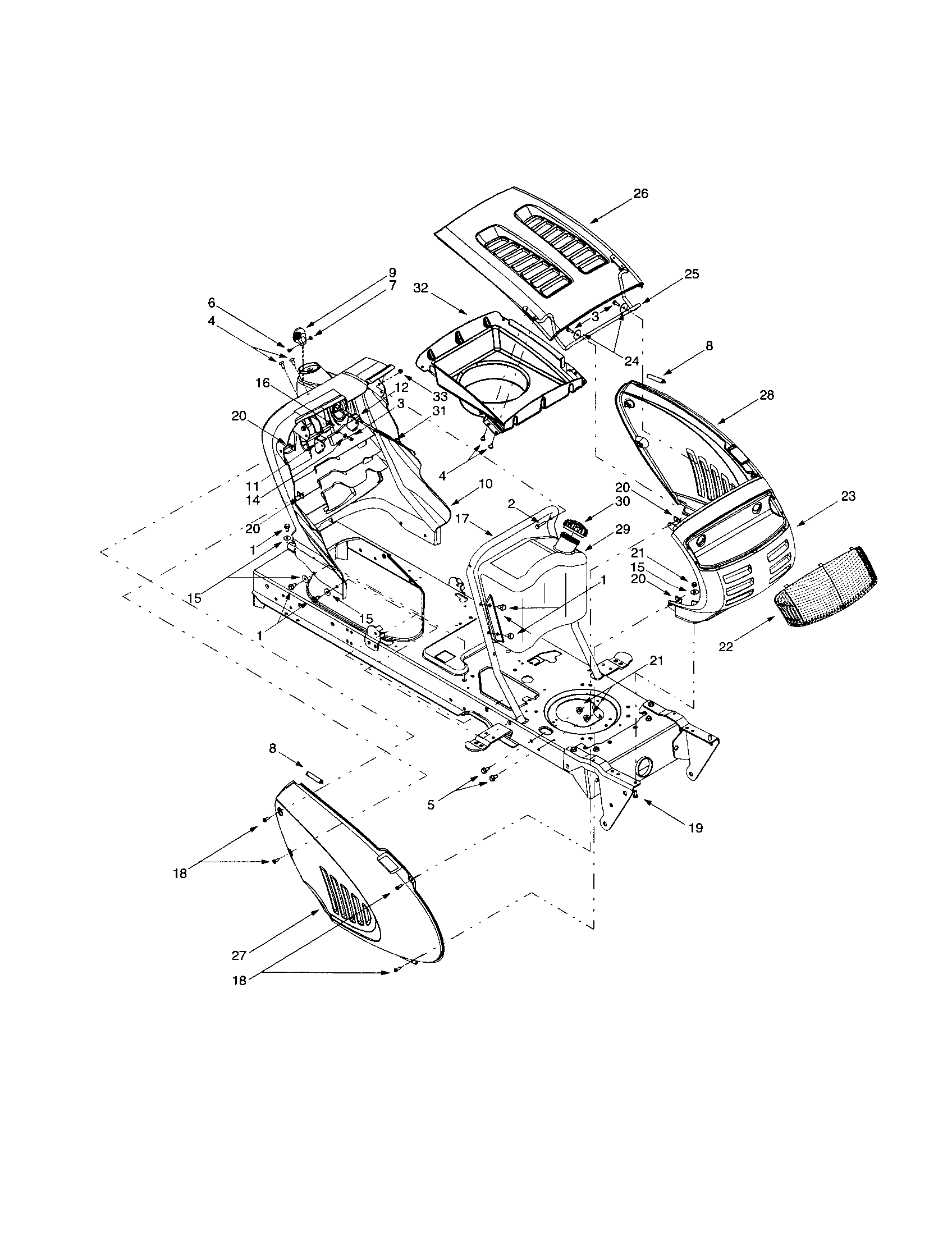 Troybilt 14AY809P063-1999 tractor body diagram