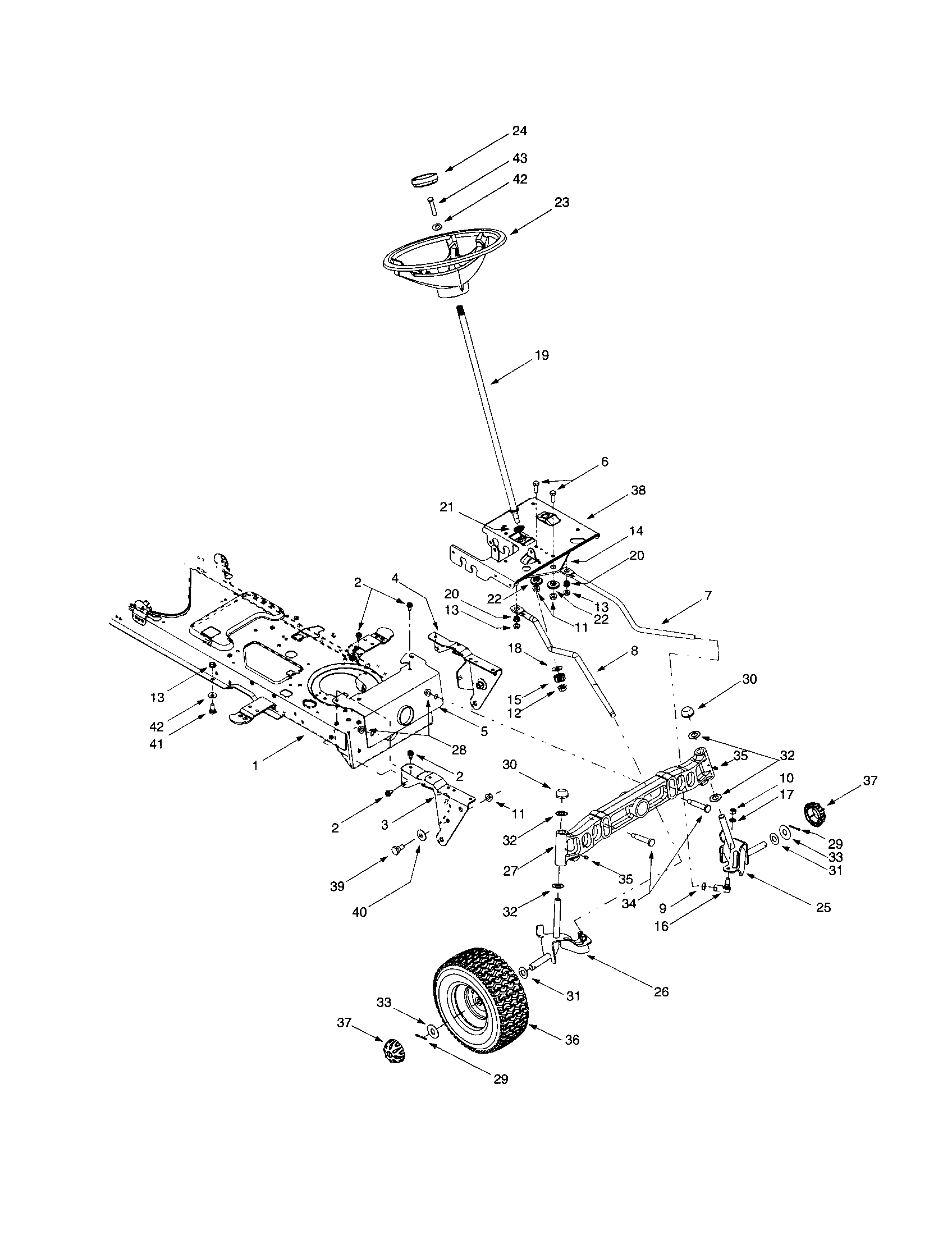 Troybilt 14AY809P063-1999 steering assembly diagram