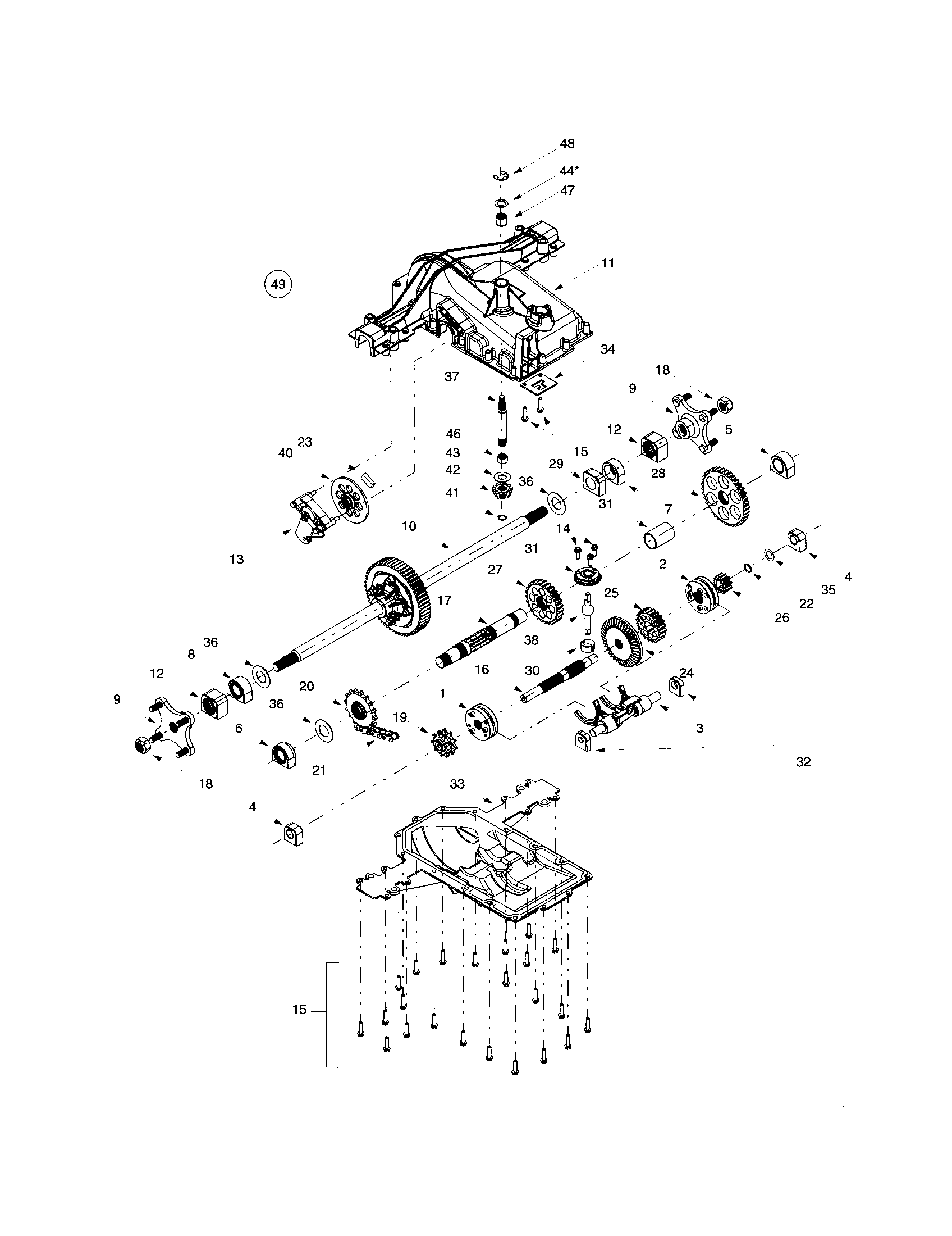 Troybilt 14AY809P063-1999 two speed transmission diagram