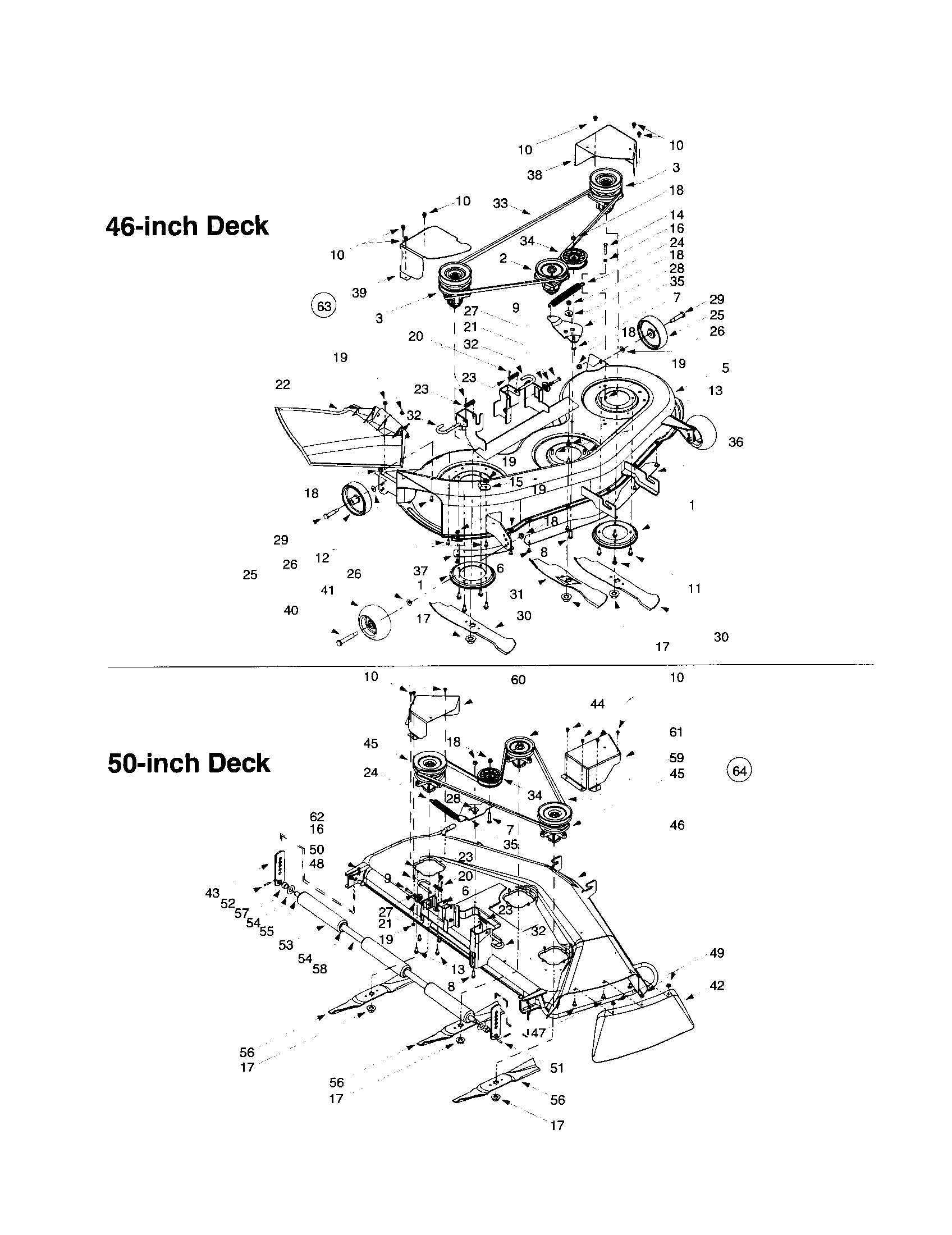 Troybilt 14AY809P063-1999 mower decks diagram