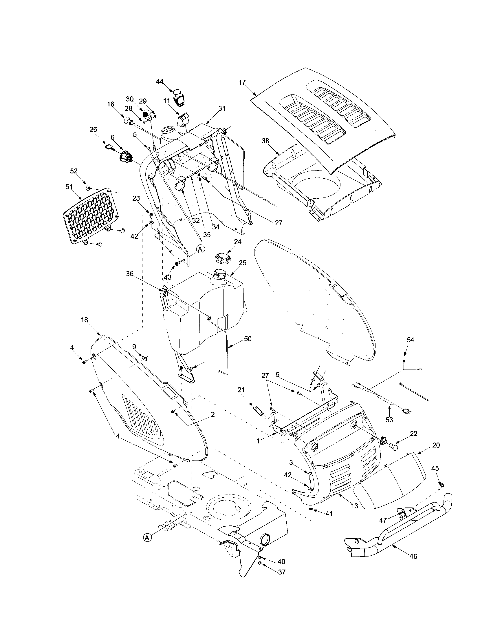 Troybilt 14AZ809K766 frame diagram