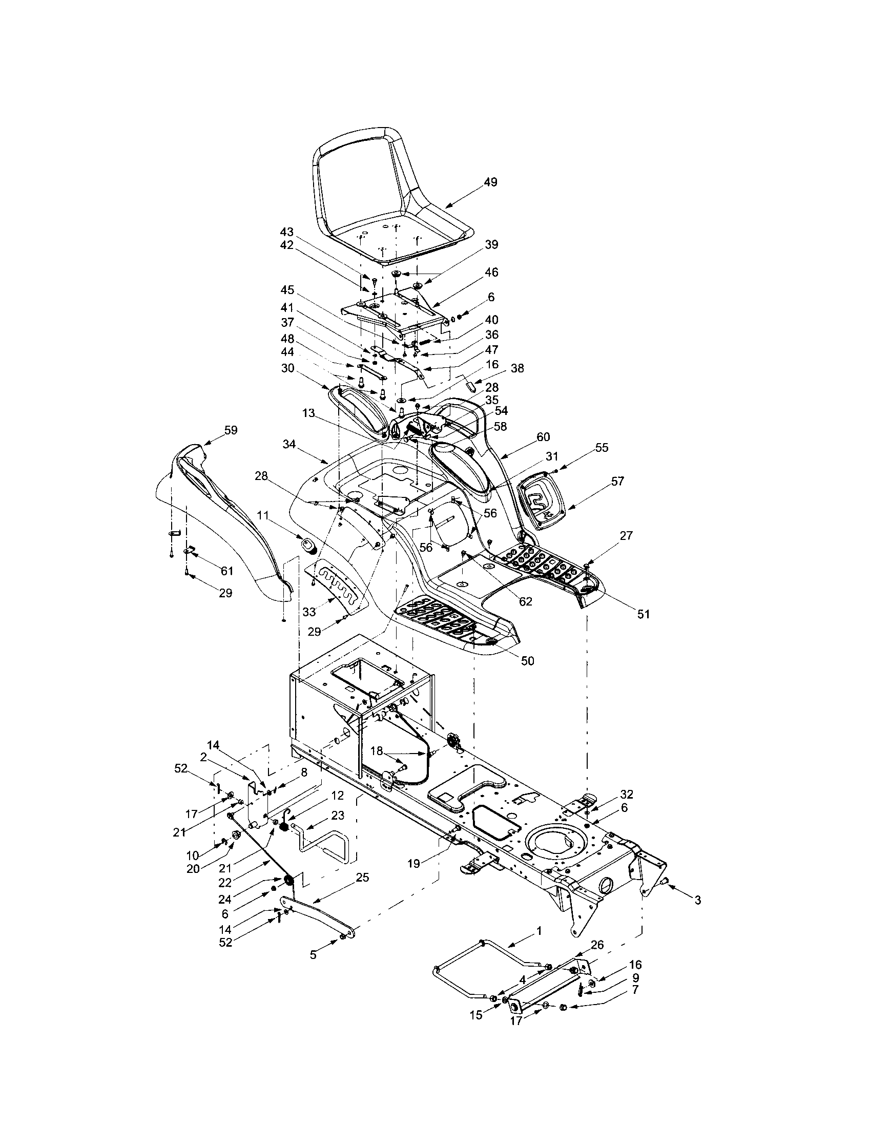 Troybilt 14AZ809K766 seat section diagram
