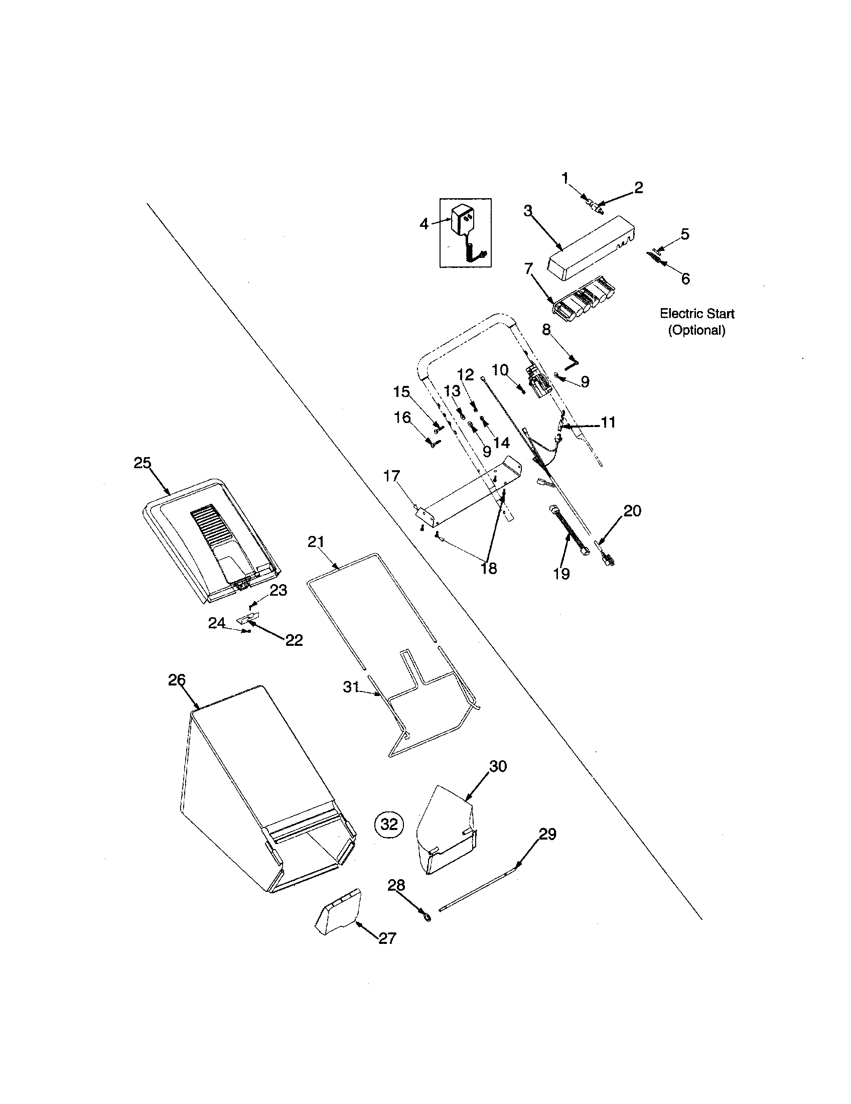 MTD 12A-459S762 handle/catcher diagram