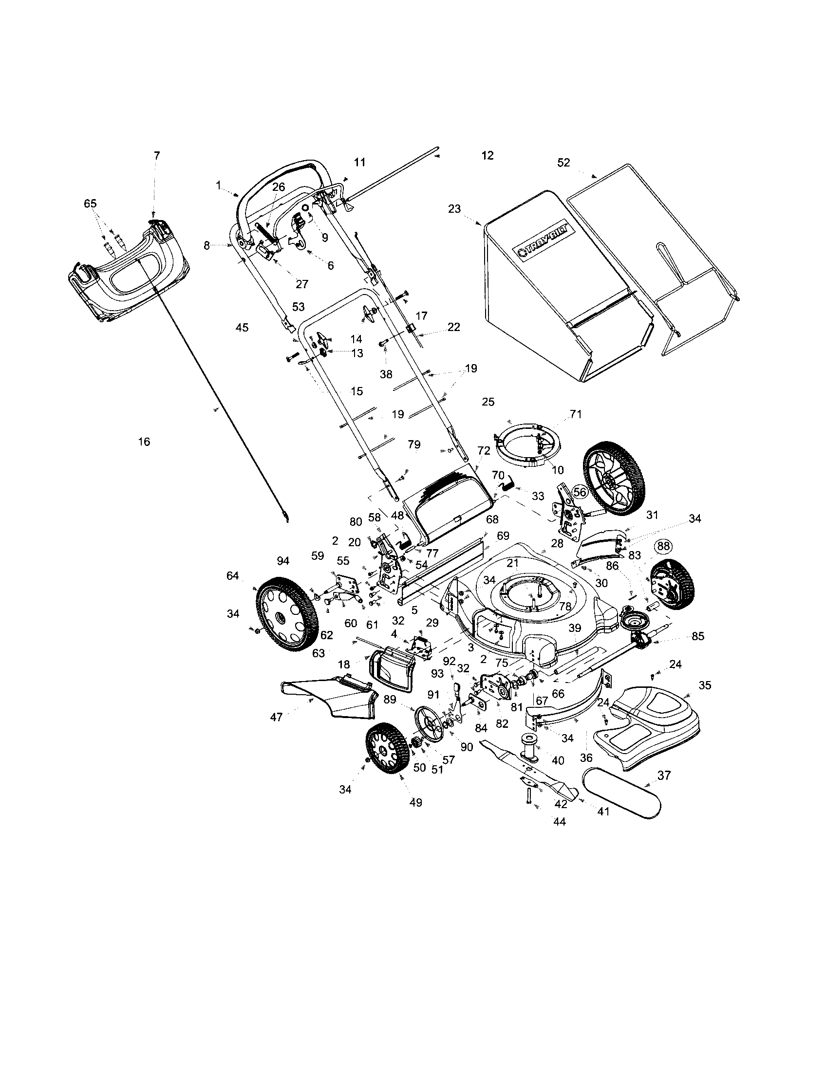 Troybilt 12AF5690766 lawnmower diagram