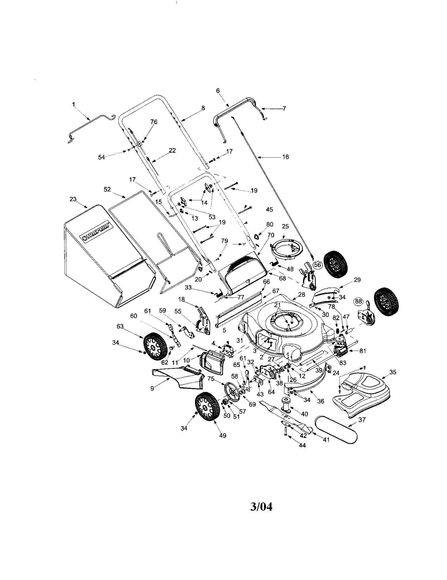 Troybilt 12A-466A766 lawnmower diagram