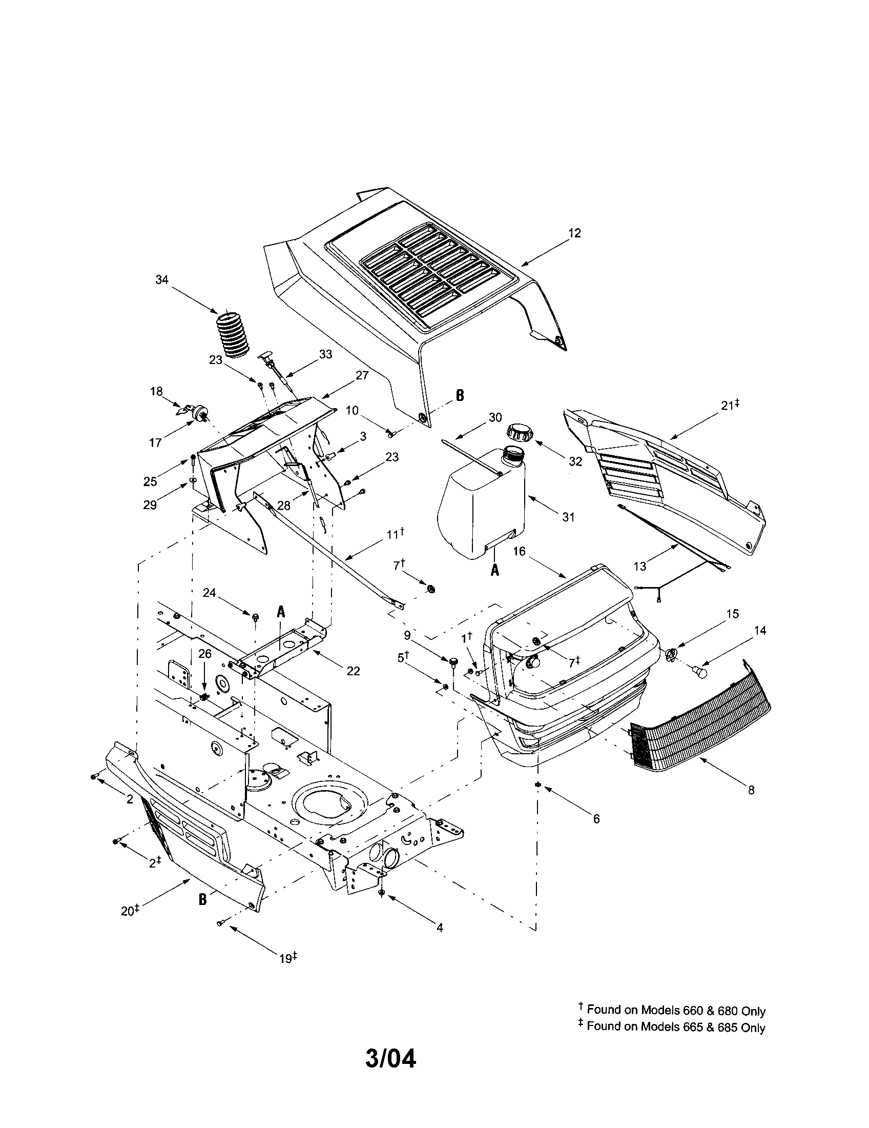 MTD 683 hood 660/665/680/685 diagram