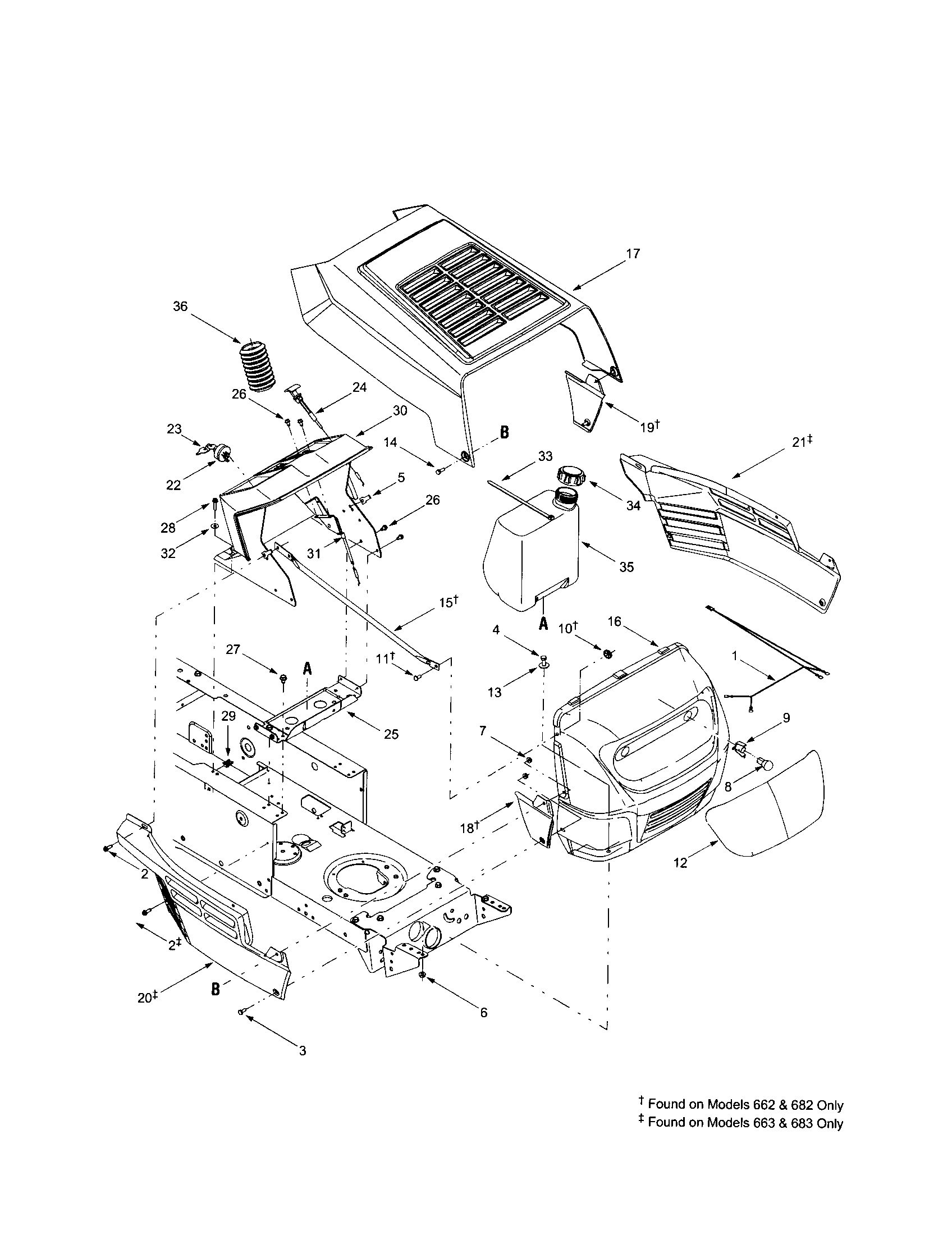 MTD 683 hood 662/663/682/683 diagram