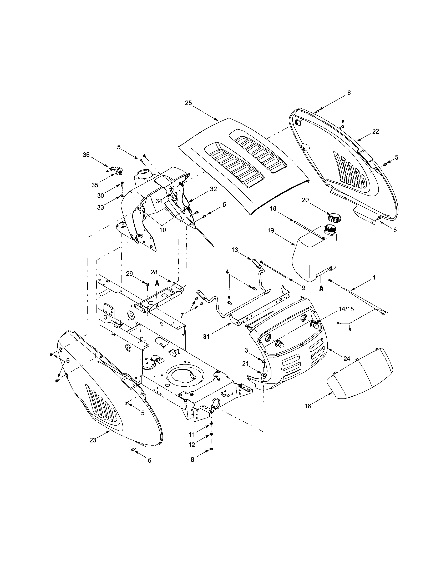 Troybilt J689 hood diagram