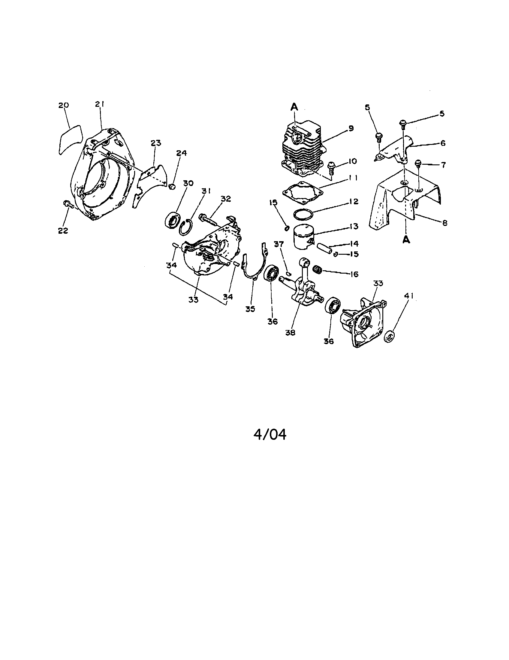 Echo SRM-2000 cylinder/crankshaft diagram