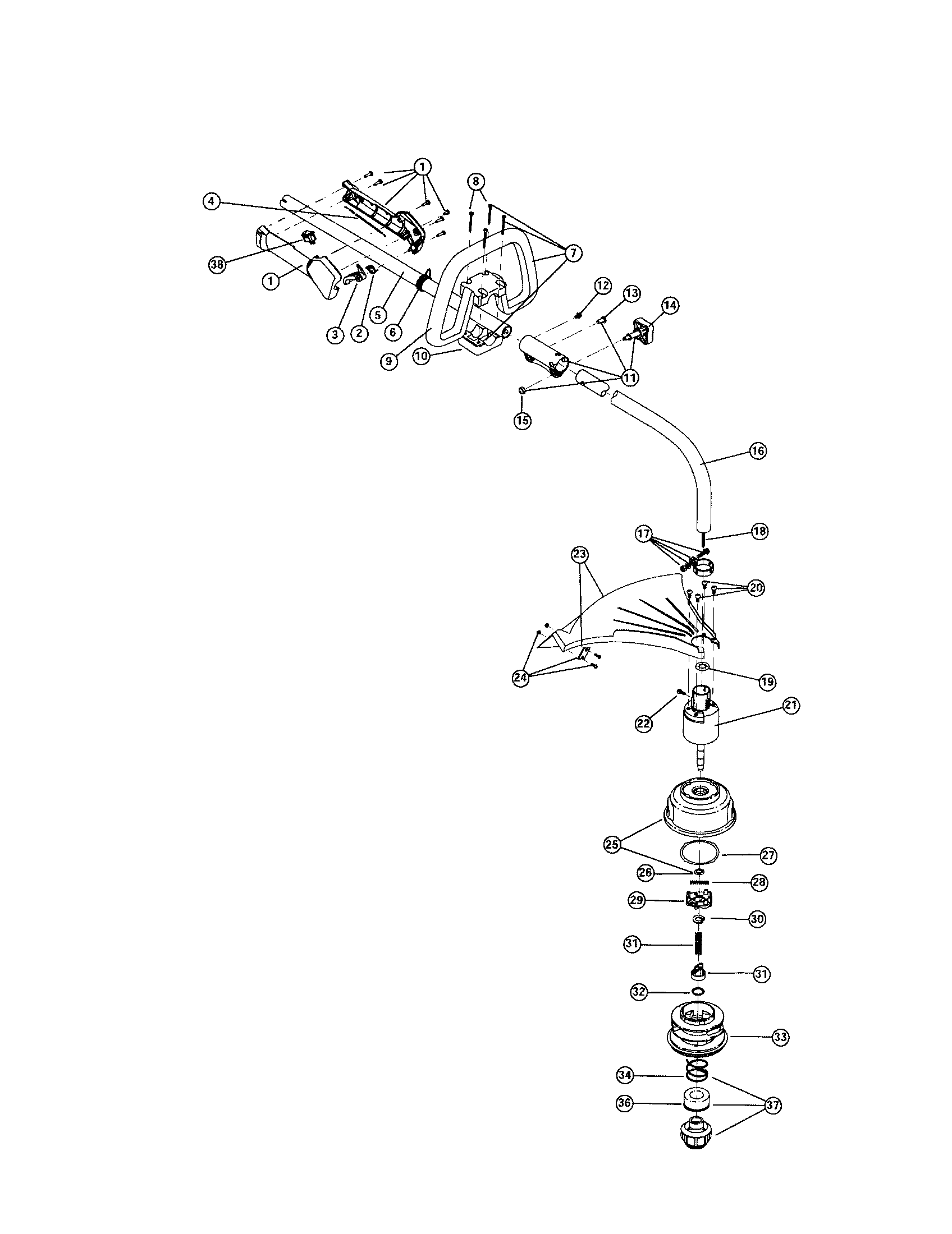 Troybilt 41BDT25C063 boom and trimmer diagram