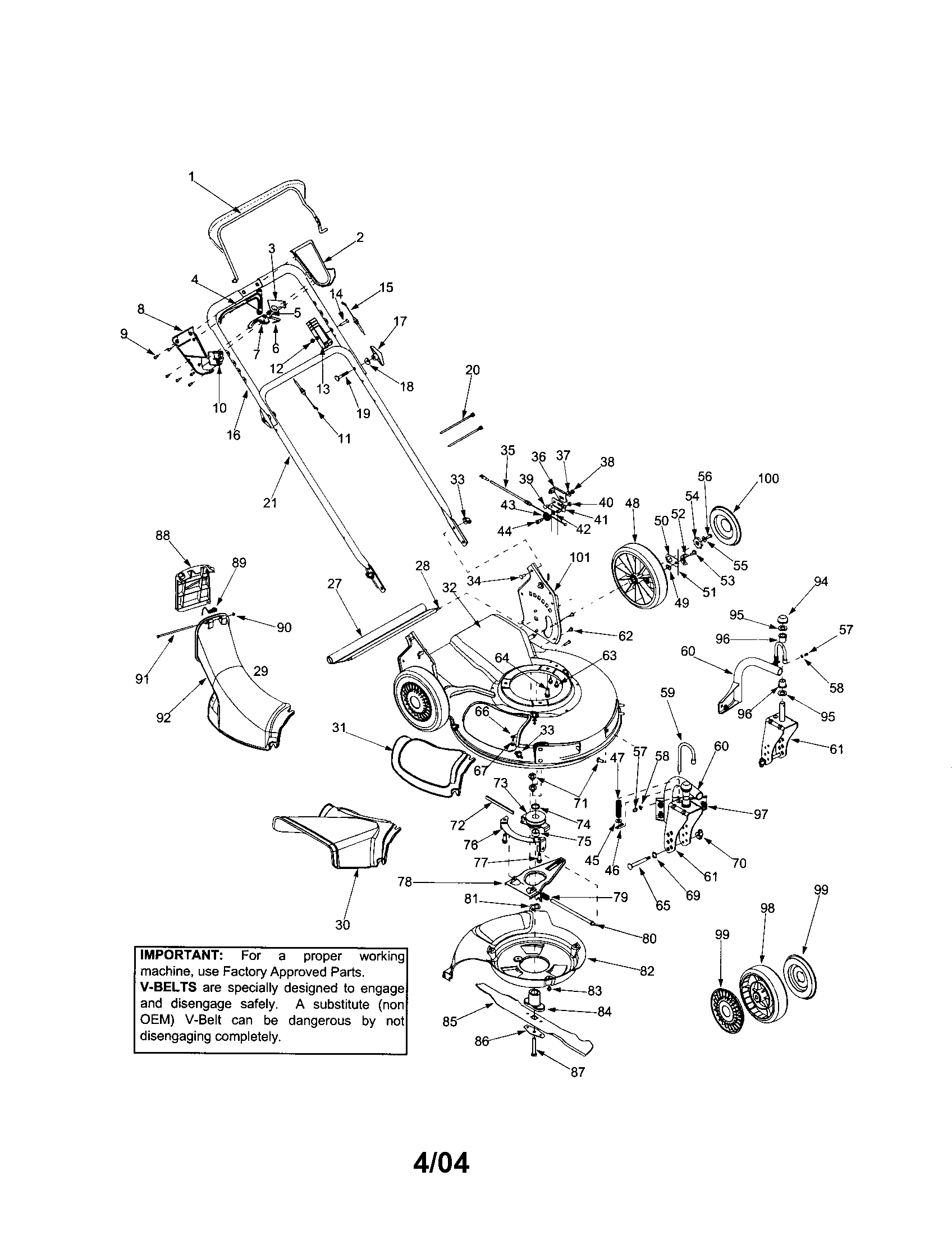 Cub Cadet 997 engine/housing/handle diagram