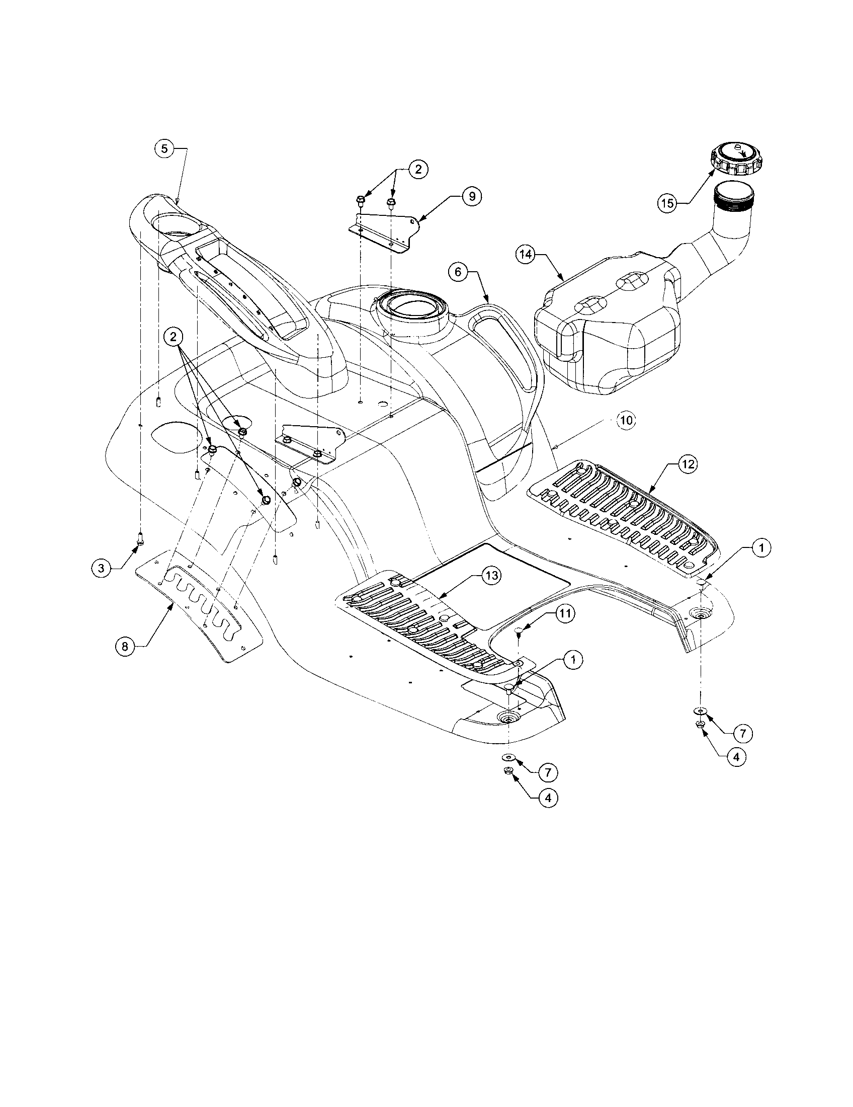 Cub Cadet 1525 fender and fuel tank diagram