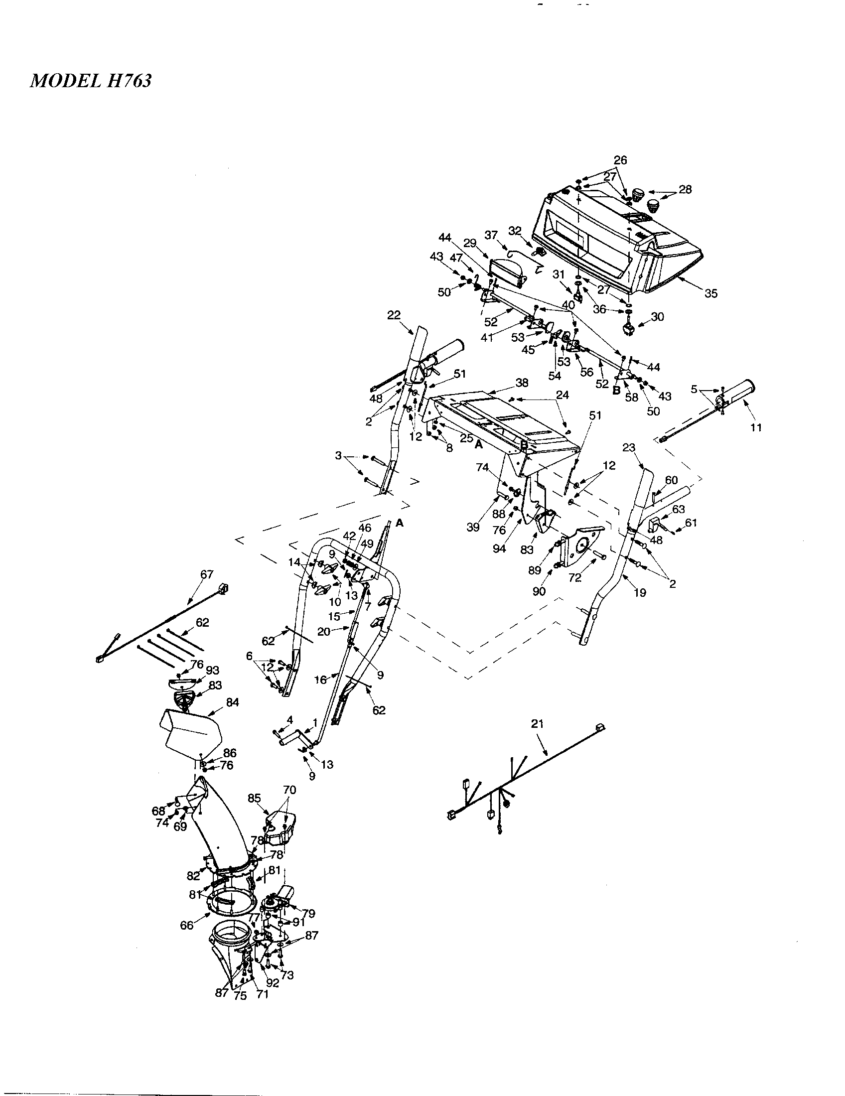 MTD 31AH763G401 handle/handle-panel diagram