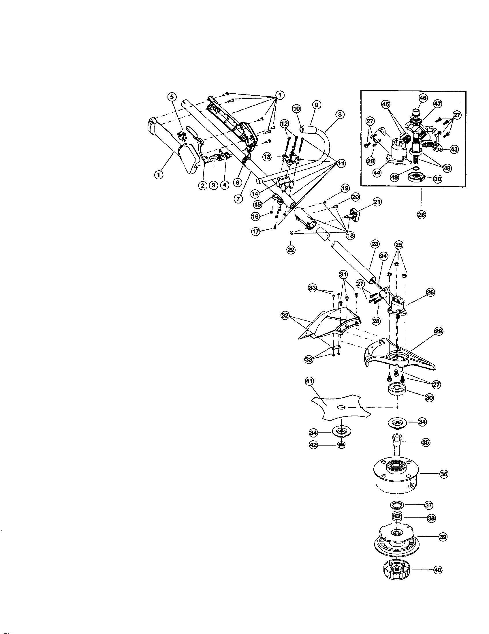 Troybilt 41ADT49C063 boom and trimmer diagram