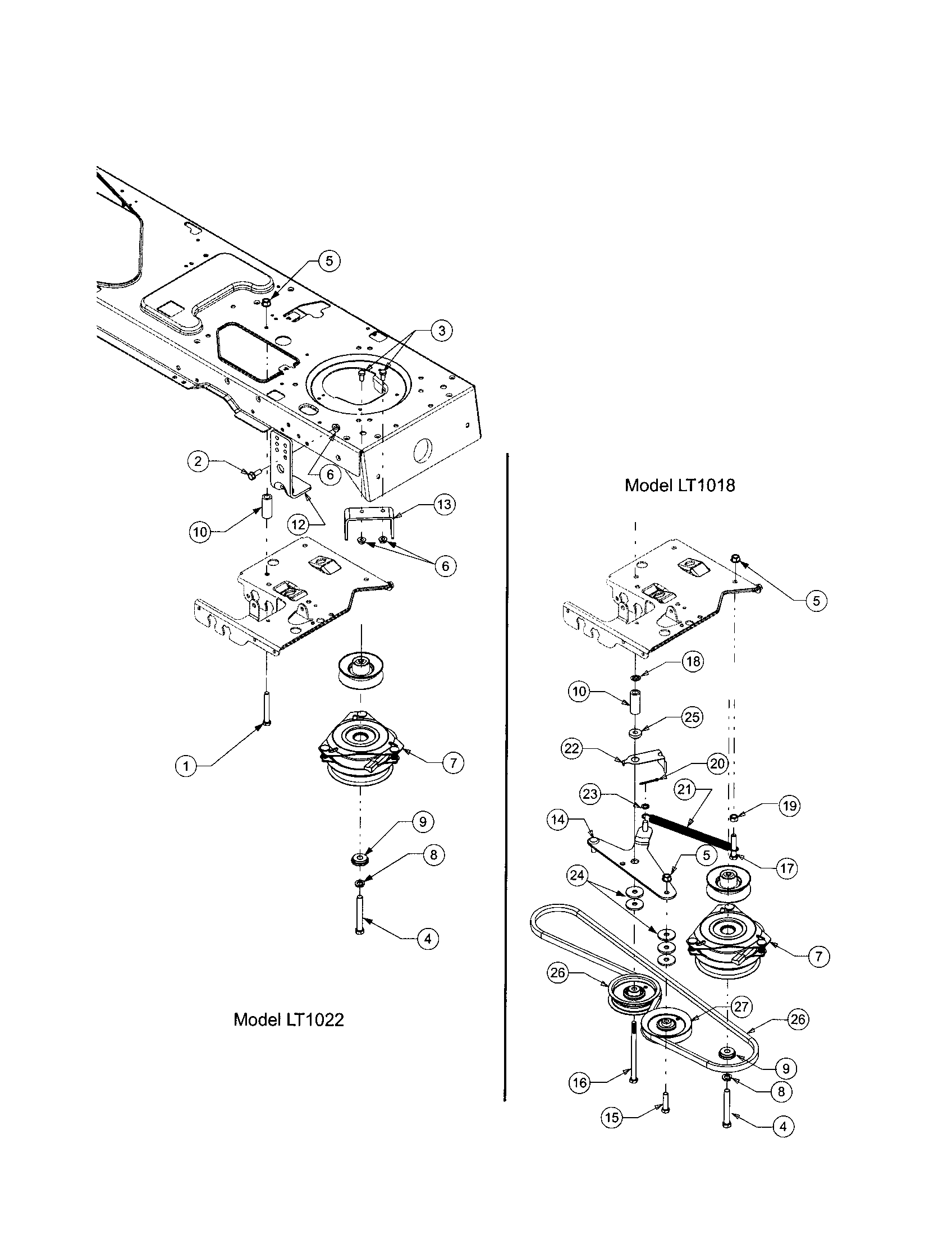 Cub Cadet LT1022 power take-off (pto) system diagram
