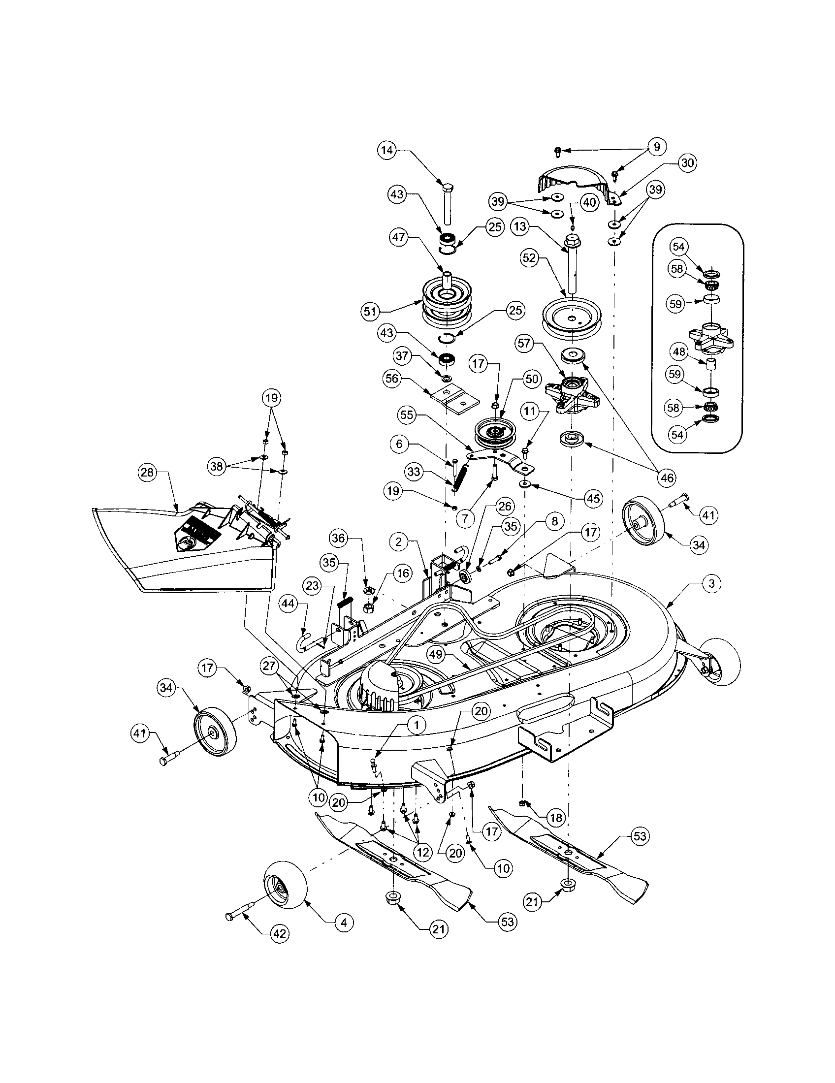 Cub Cadet LT1022 42" mower deck diagram
