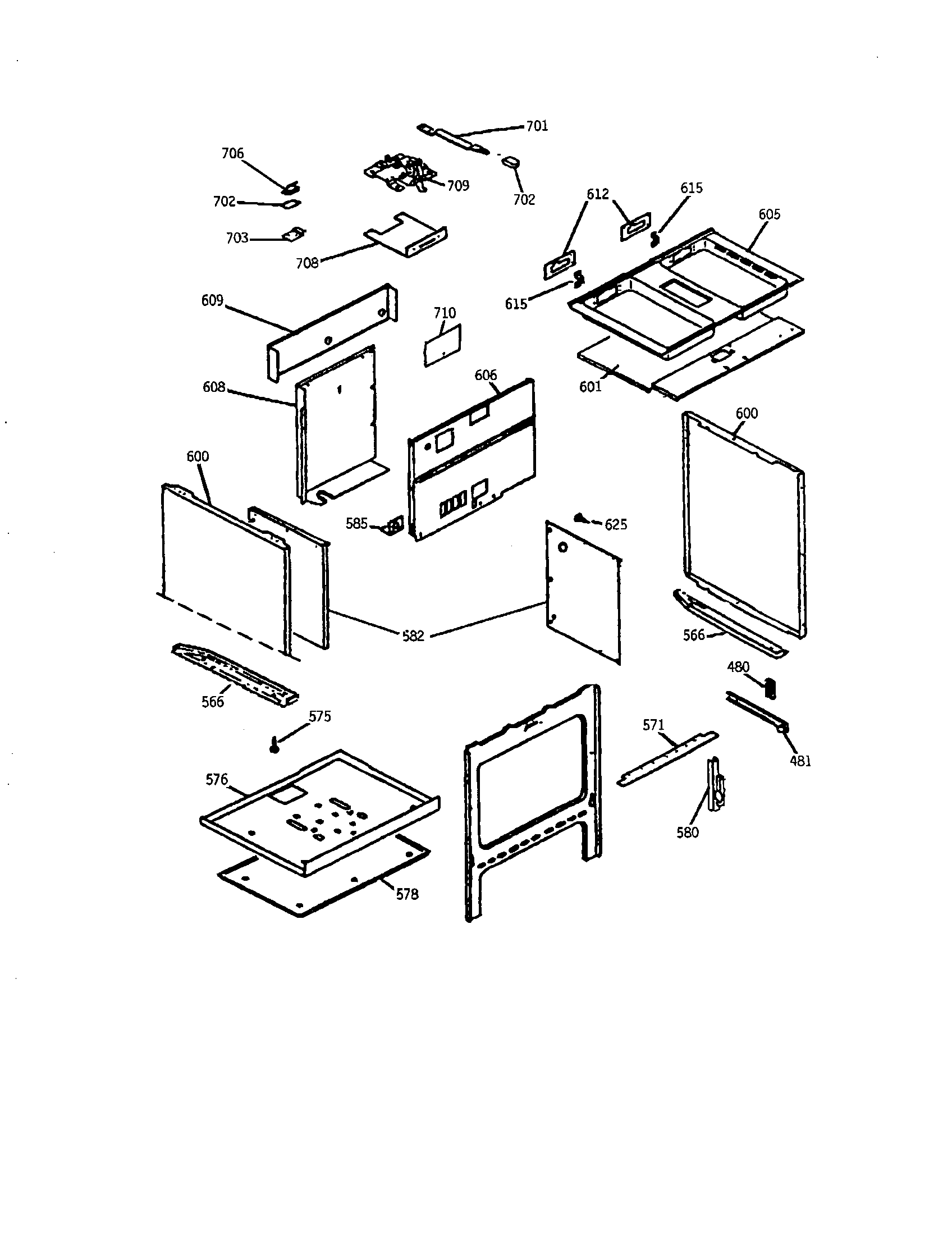 GE JSP69BVBB lower oven cabinet diagram