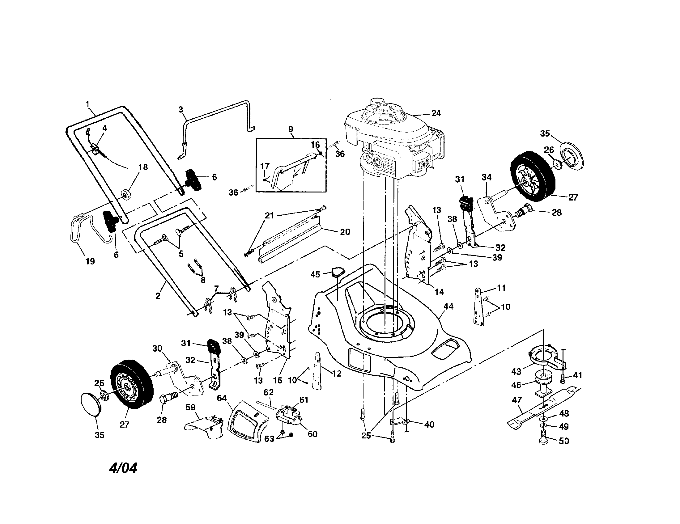 Craftsman 917378551 engine/housing/handle/blade diagram