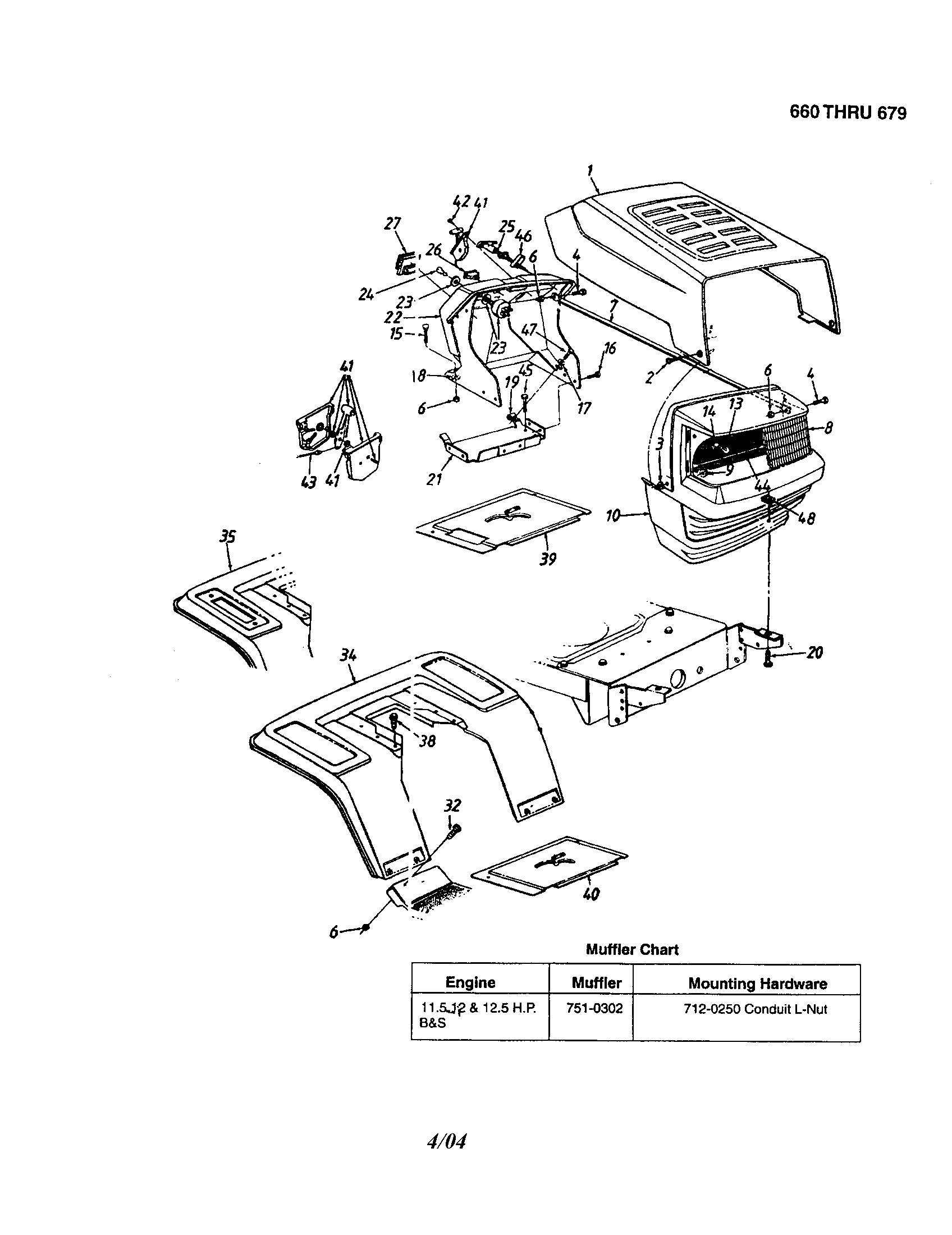 MTD 13AS679G062 hood/grille - style 0 diagram