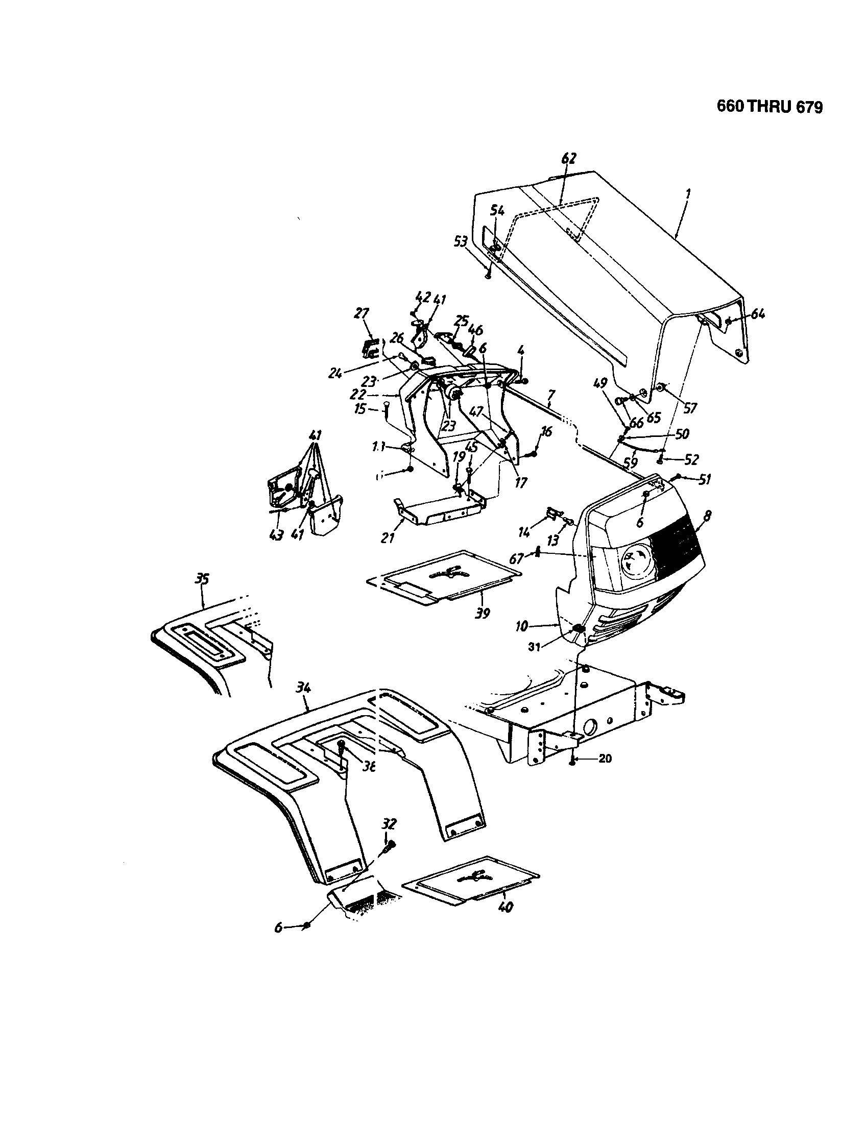 MTD 13AS679G062 hood/grille - style 1 diagram