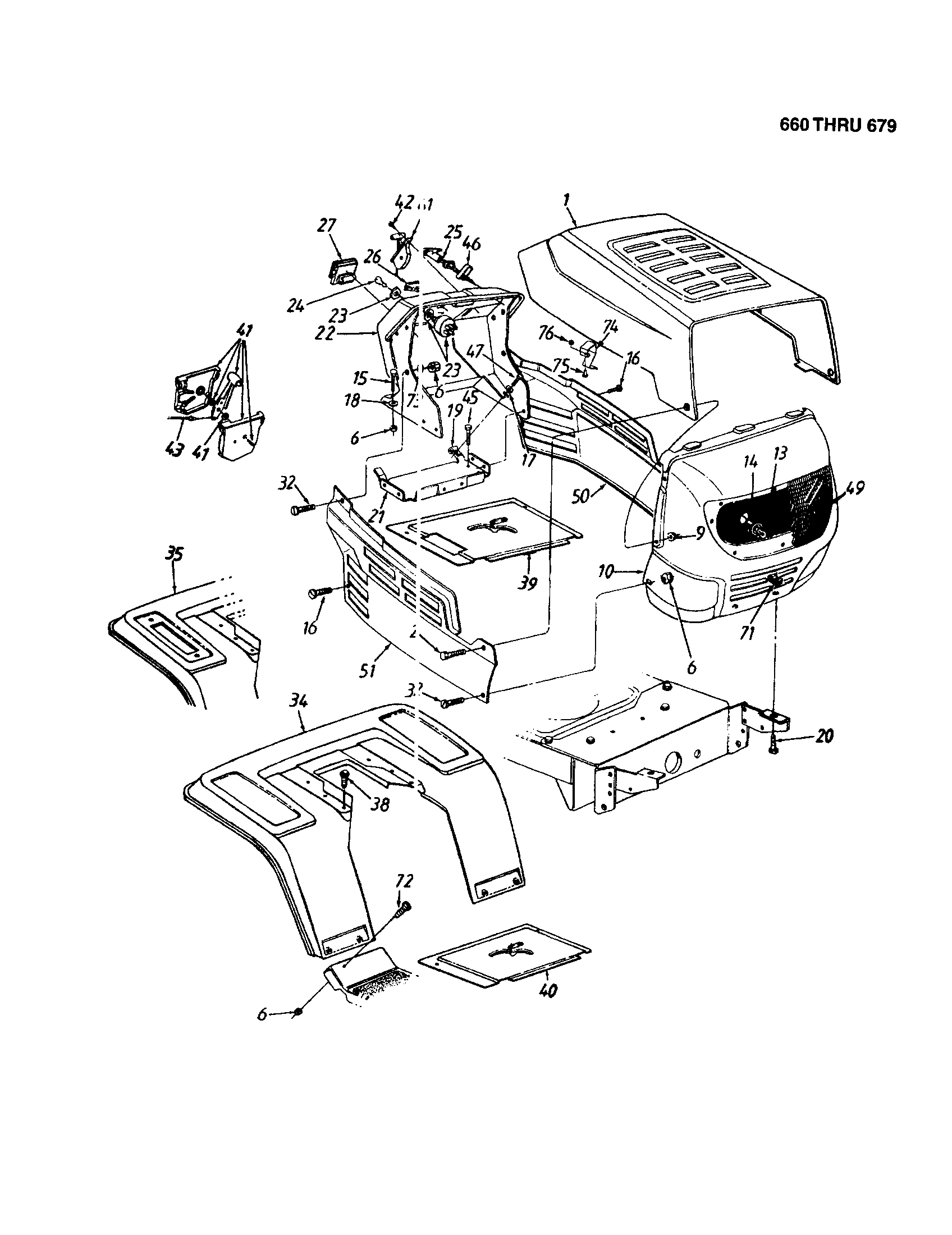 MTD 13AS679G062 hood/grille - style 3 diagram