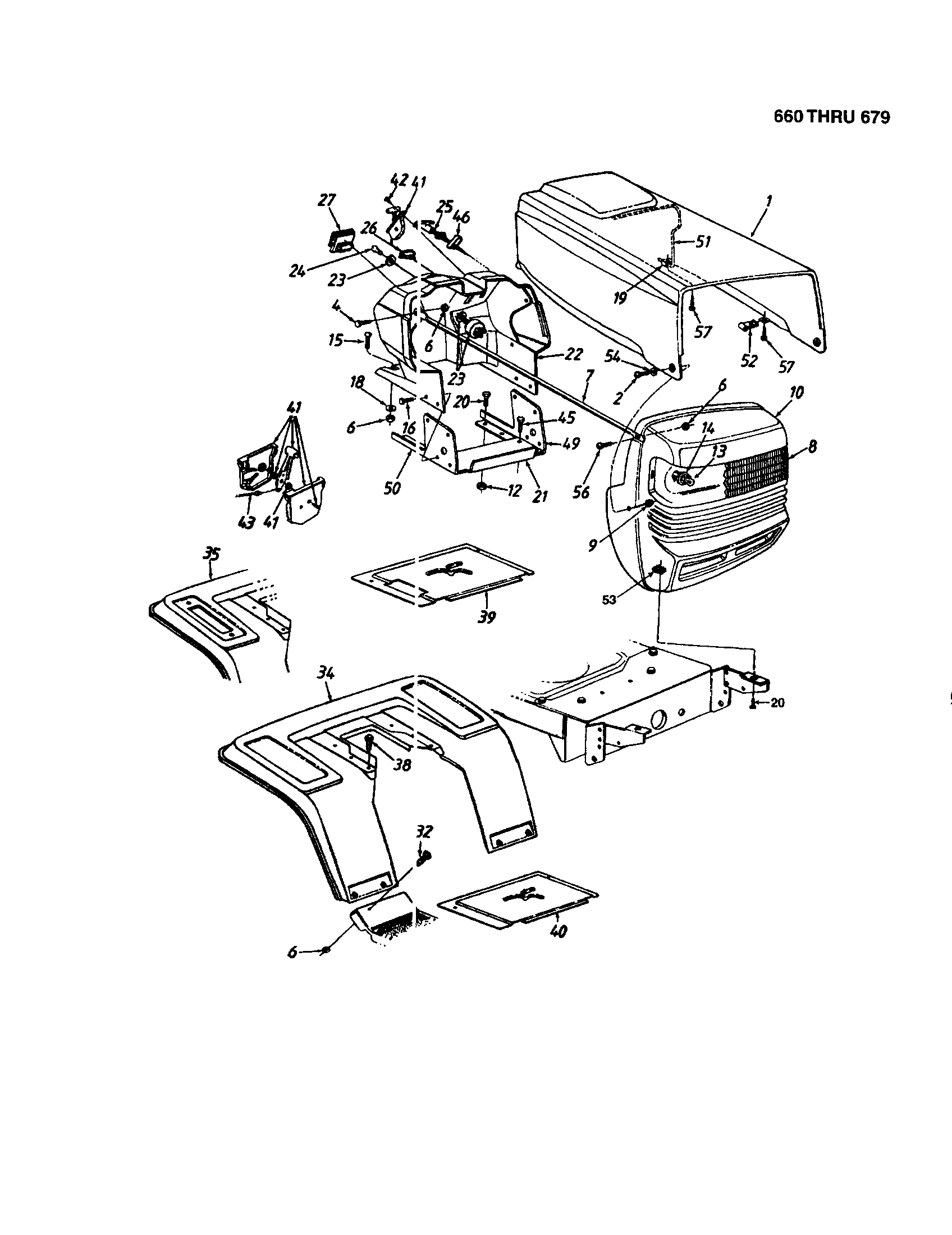 MTD 13AS679G062 hood/grille - style 7 diagram
